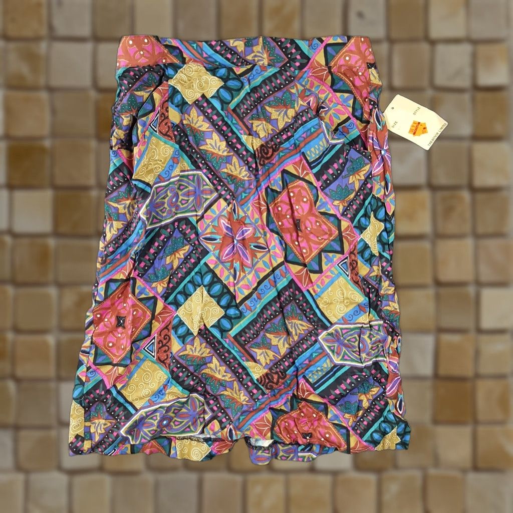 CAMILLA Vintage 80s Floral Geometric Straight Mini Above Knee Women's Size 9-10 Skirt Size 32" / US 10 / IT 46 - 1 Thumbnail