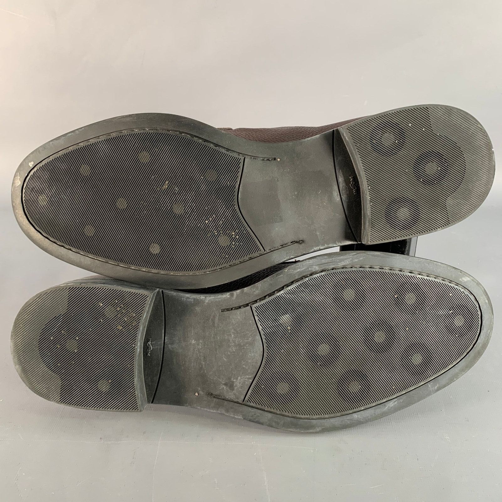 Barneys New York Size 11 Brown Pebble Grain Leather Derby Lace-Up Shoes Size US 11 / EU 44 - 6 Thumbnail