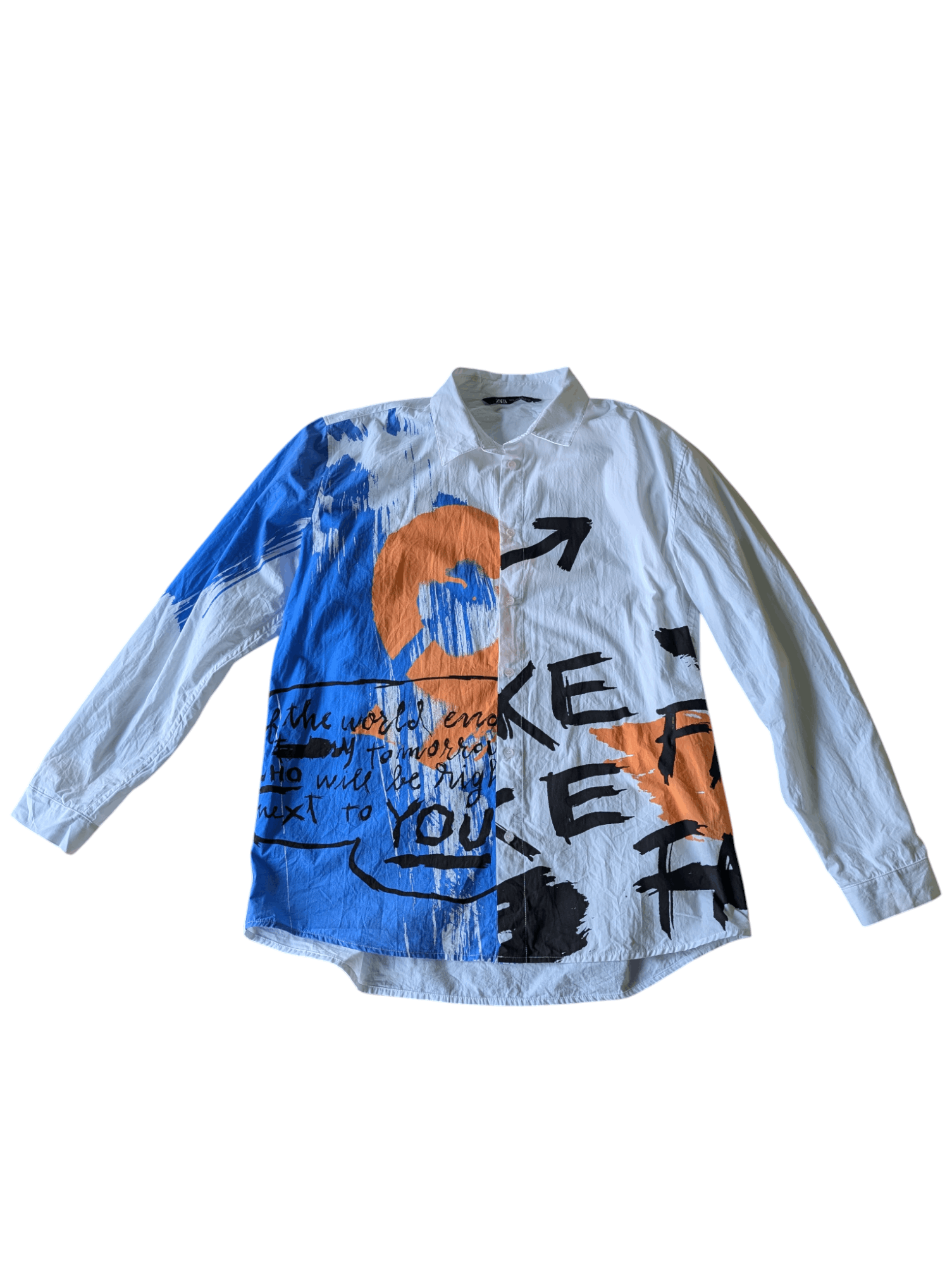 Designer × Zara Zara Graffiti Long Sleeve Button Shirt Size US L / EU 52-54 / 3 - 1 Thumbnail