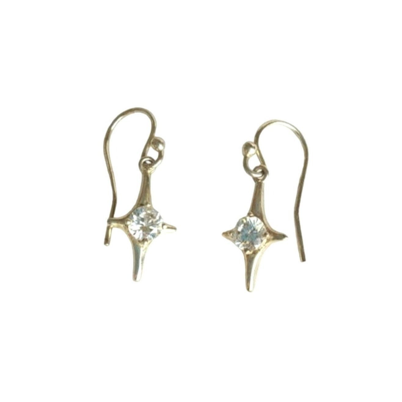 The Unbranded Brand Star Crystal Dangle Earrings NVC Yellow Gold Sterling Silver Size ONE SIZE - 1 Thumbnail