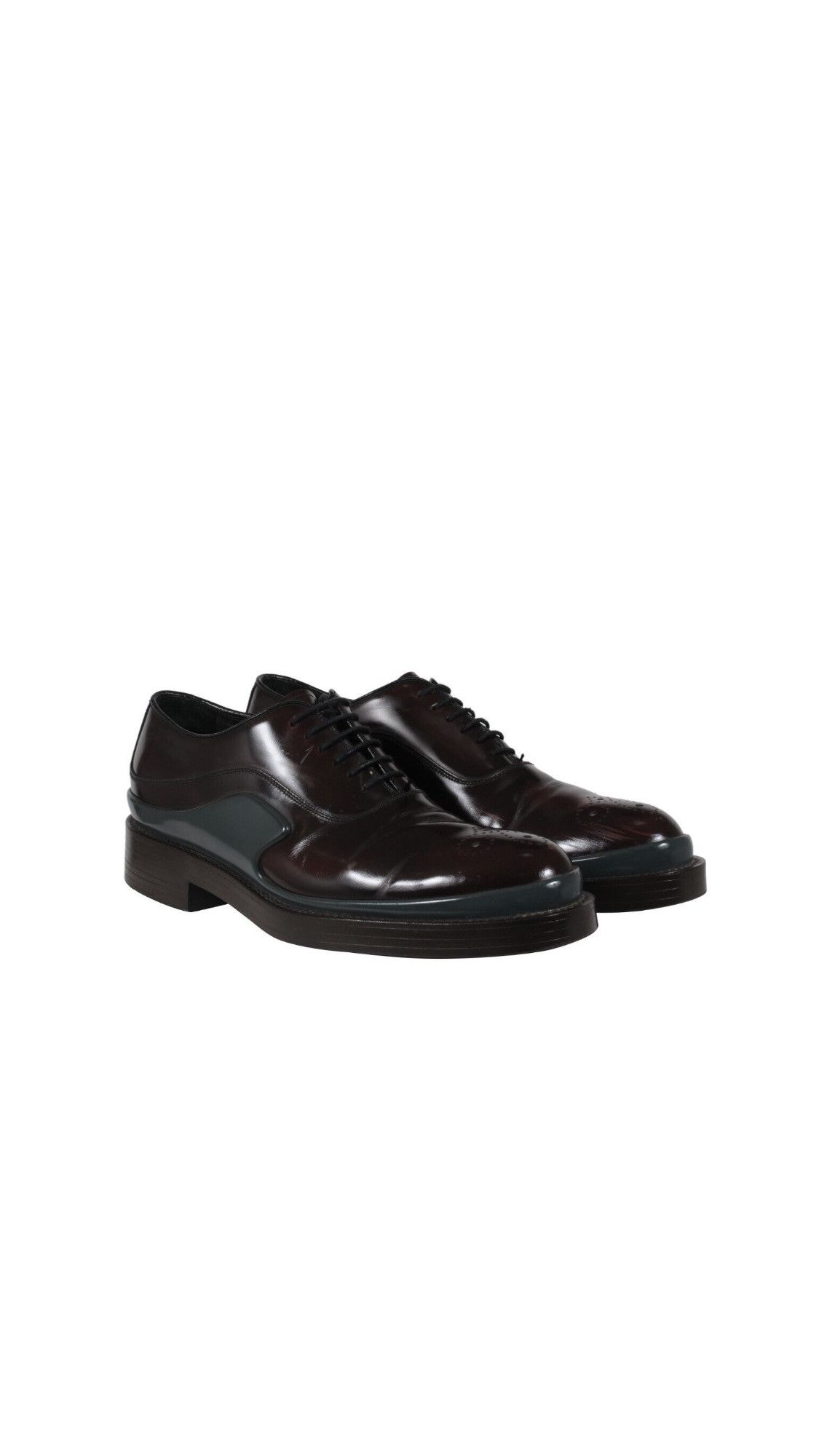 Prada Derbys Burgundy Leather Double Gray Mid Sole - 02478 Size US 9 / EU 42 - 1 Thumbnail