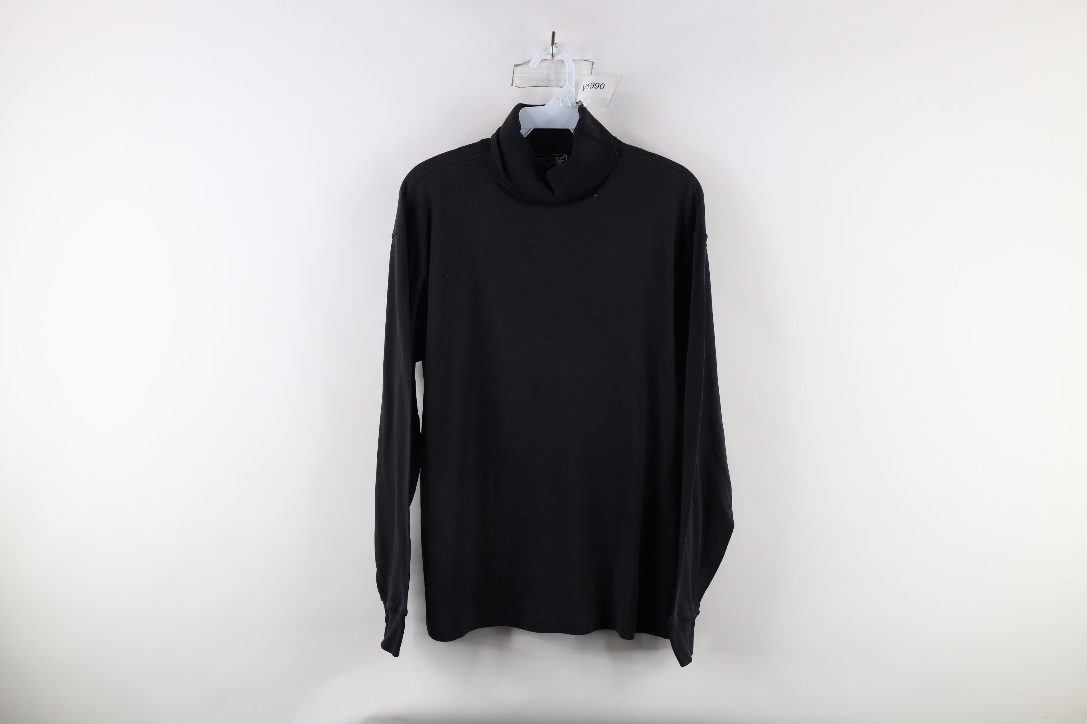 Vintage Vintage 90s Streetwear Blank Turtleneck T-Shirt Black USA Size US L / EU 52-54 / 3 - 1 Thumbnail