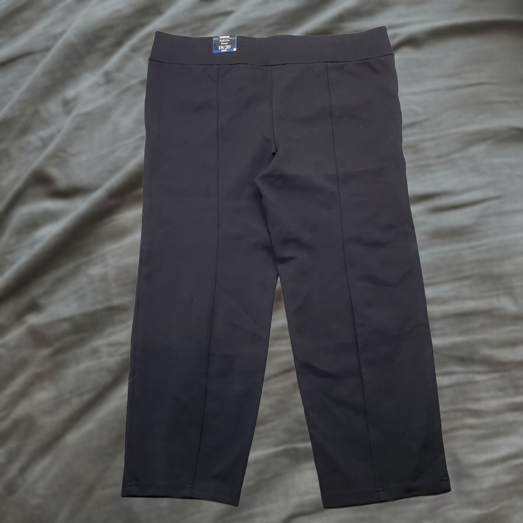Avenue Avenue Womens Petites 18/20 Black Ponte Pants Stretch Casual Straight Leg Pull On Size 18/20 Size 40" / US 18 - 1 Thumbnail