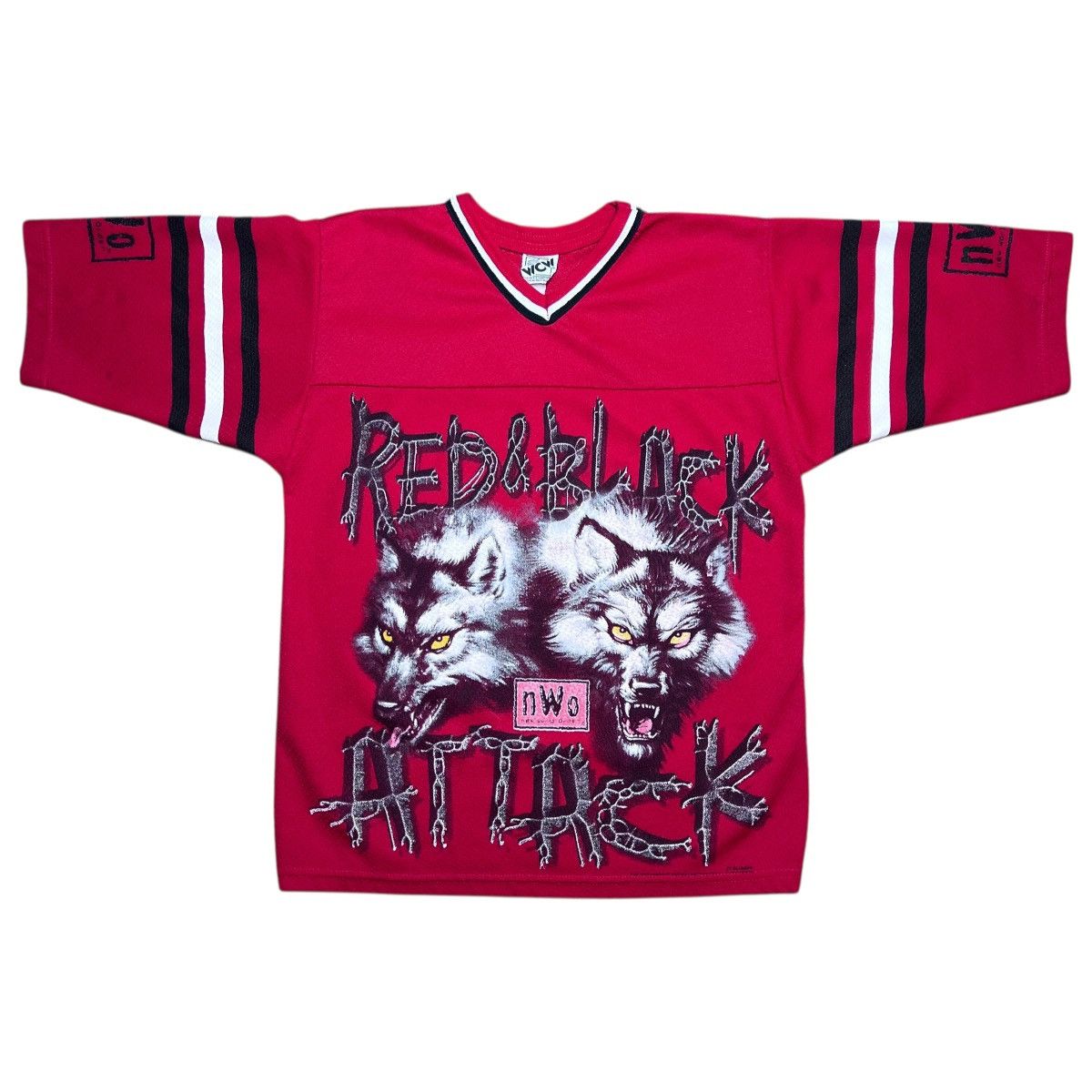 WCW/nWo 98 WCW New World Order NWO Red Black Attack Wolf Pack Jersey Size US S / EU 44-46 / 1 - 4 Thumbnail