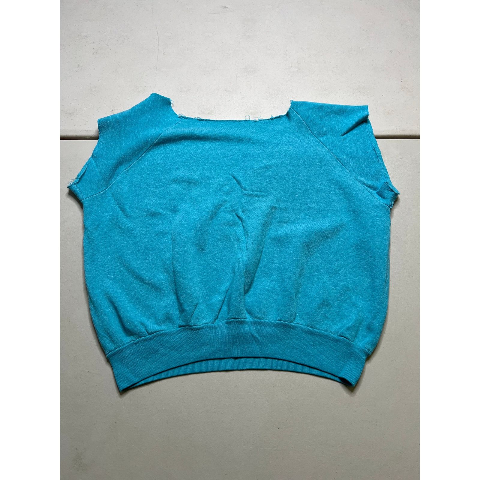 Vintage Vintage 70s Blue Cut Off Sweatshirt Top Distressed Raw L Size US L / EU 52-54 / 3 - 8 Thumbnail