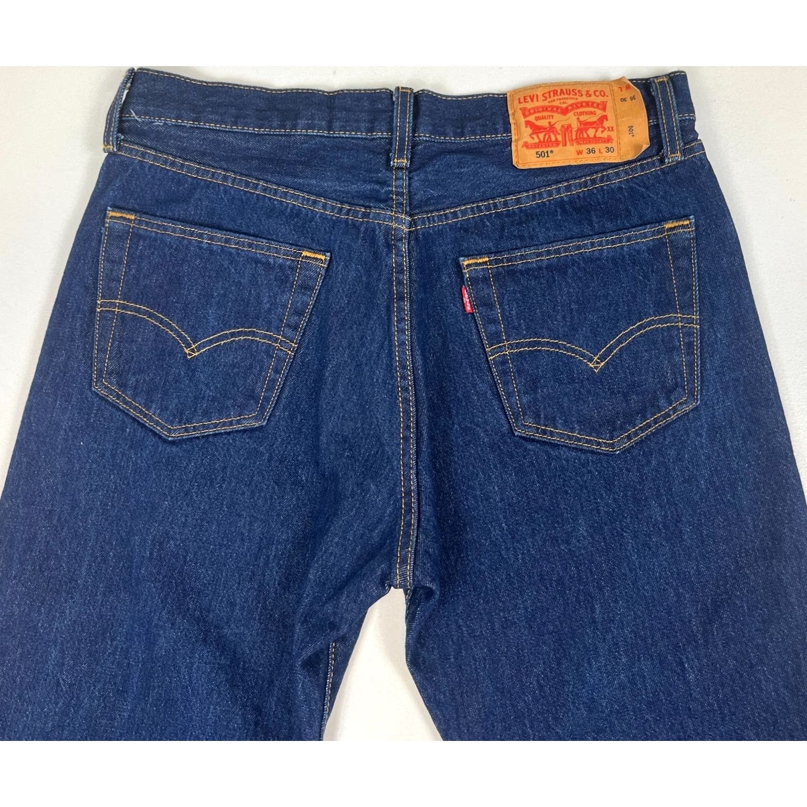 Levi's Levi's 501 Jeans Straight Denim Dark Blue 36x30 Men’s Jeans Regular Modern 5-Pocket Belt Loops Pants Size US 36 / EU 52 - 4 Thumbnail