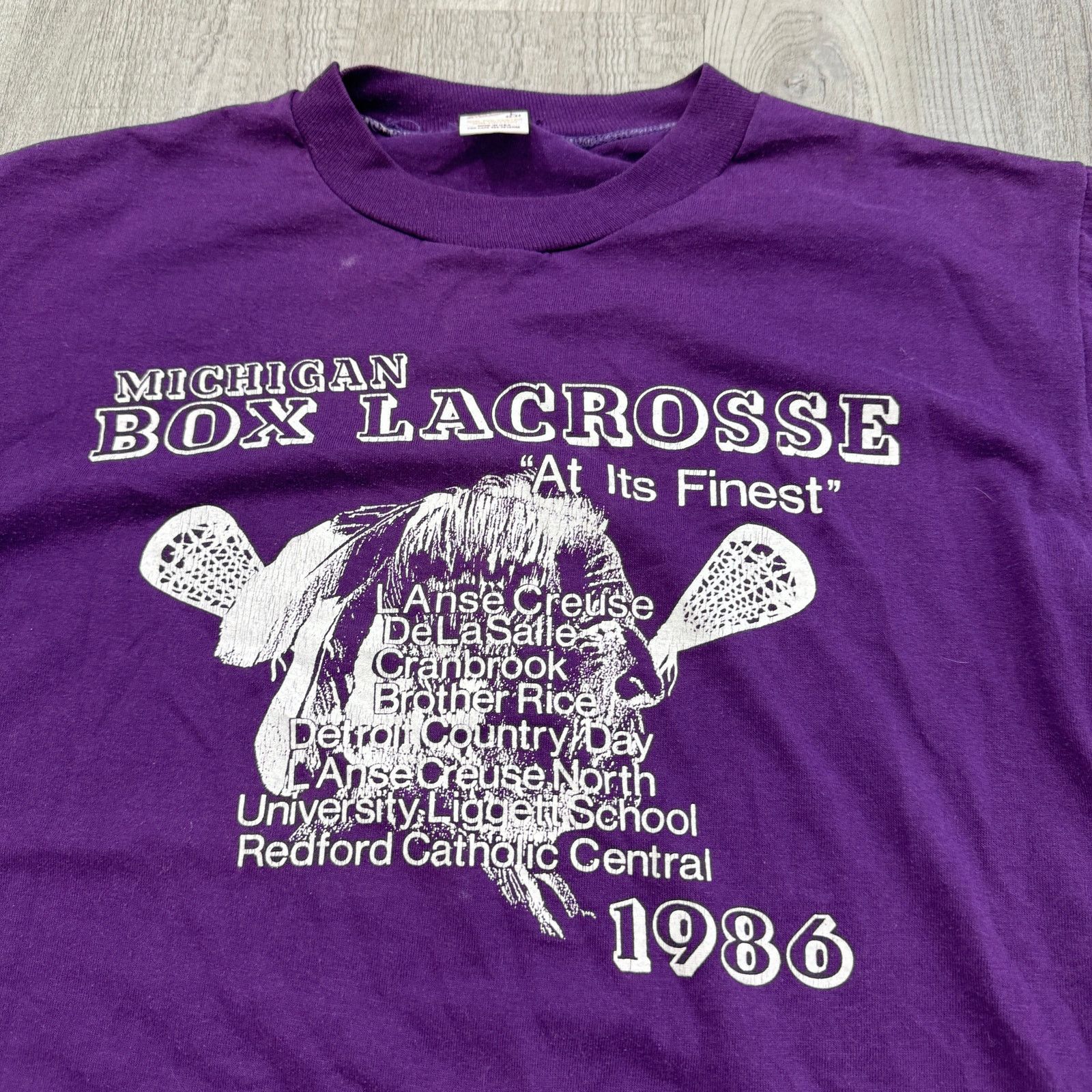 Vintage Vintage Michigan Box Lacrosse Shirt Men's Large 1986 80s Size US L / EU 52-54 / 3 - 3 Thumbnail