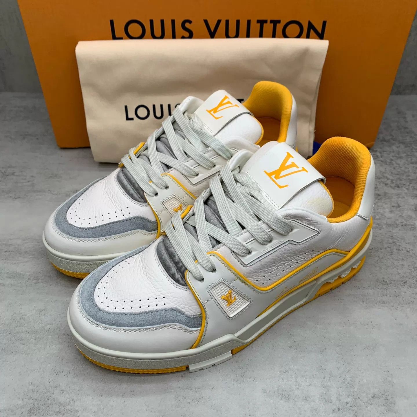 Louis Vuitton Lv Trainer White Yellow 36.5 98 New Size US 6 / IT 36 - 1 Thumbnail