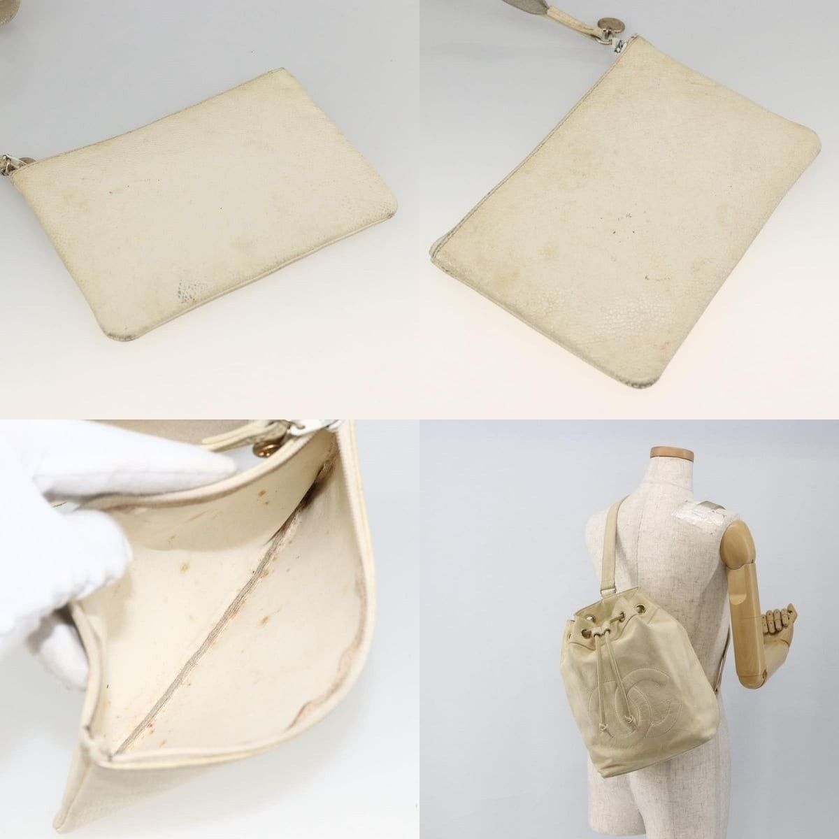 Chanel Chanel Caviar Skin Cream Gold CC Shoulder Bag Size ONE SIZE - 7 Thumbnail