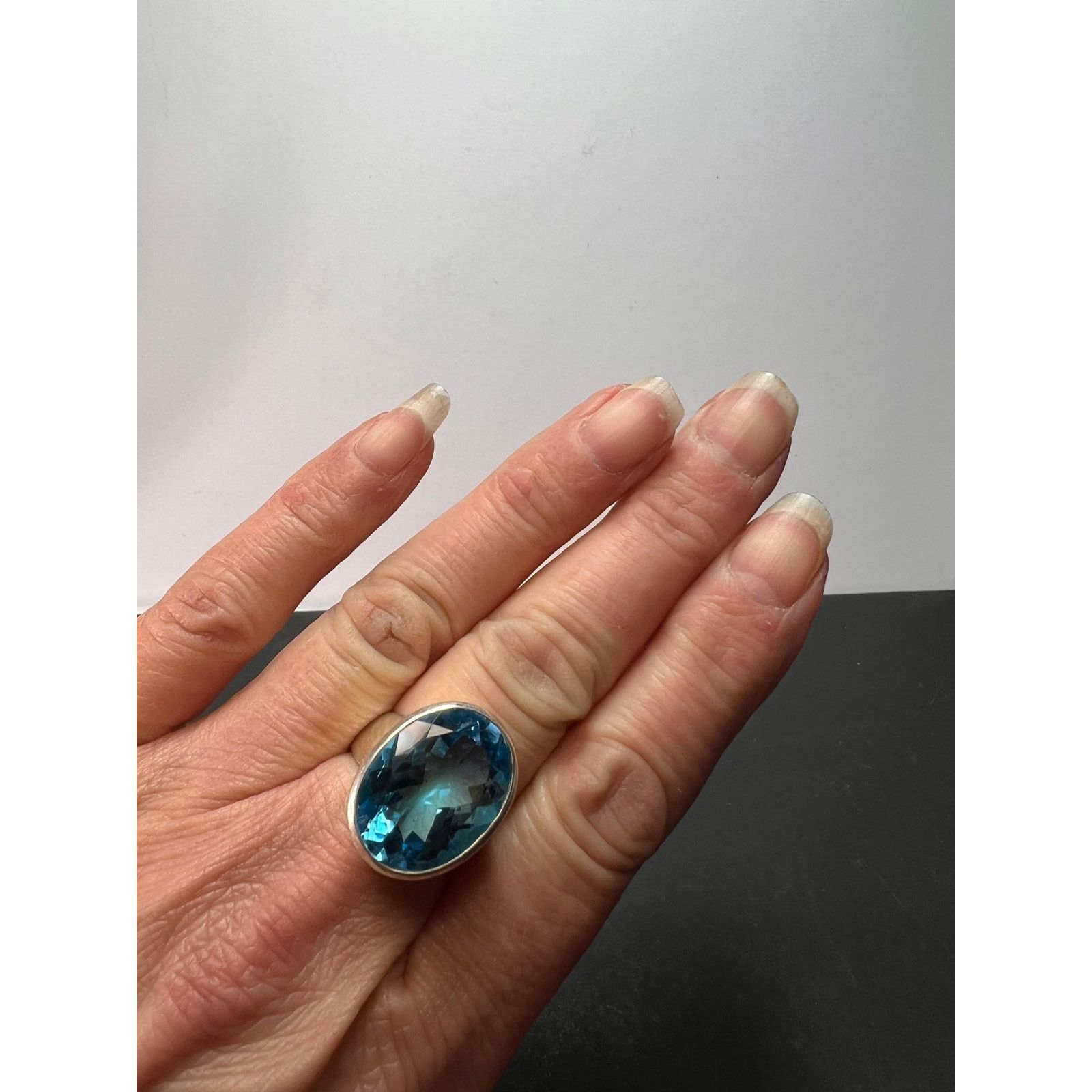 Other NEW Blue topaz sterling silver ring size 8 / 12.47 grams Size ONE SIZE - 3 Thumbnail
