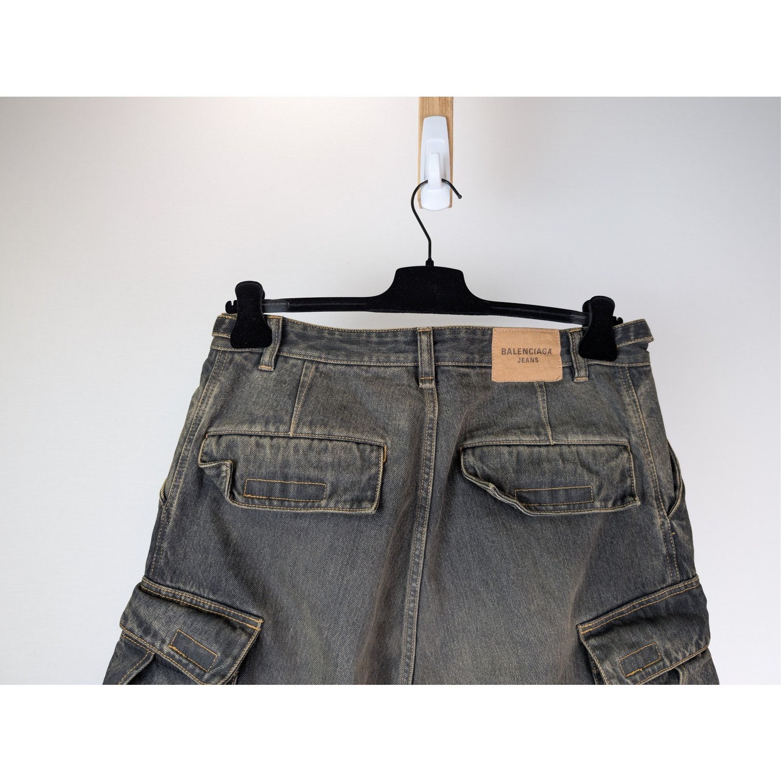 Balenciaga o1rshd1 Cargo Denim Trousers Pants in Washed Black Size US 34 / EU 50 - 12 Thumbnail