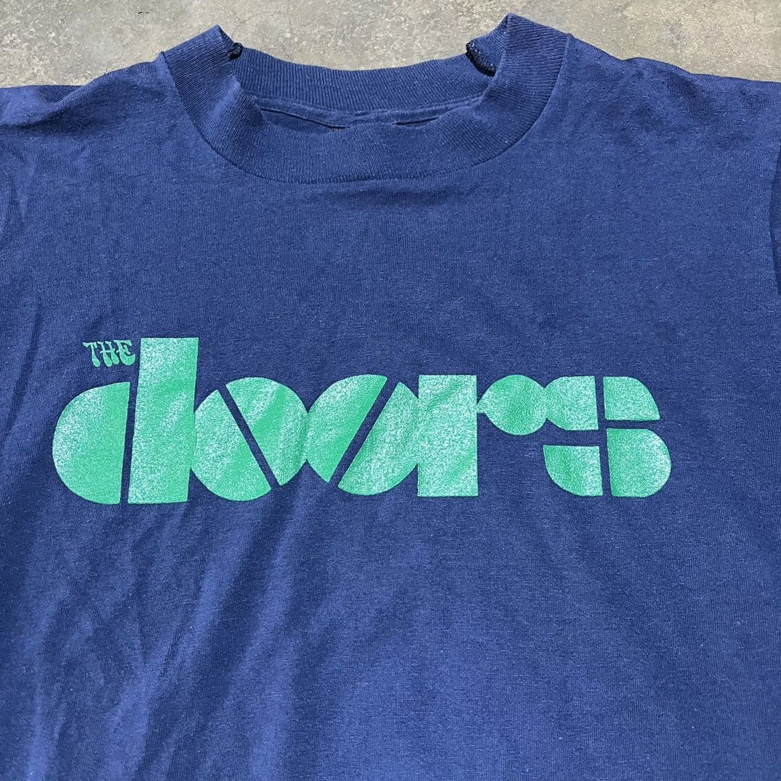 Vintage Vintage 80s The Doors Blue/Green Graphic Band T-Shirt Size US S / EU 44-46 / 1 - 2 Thumbnail