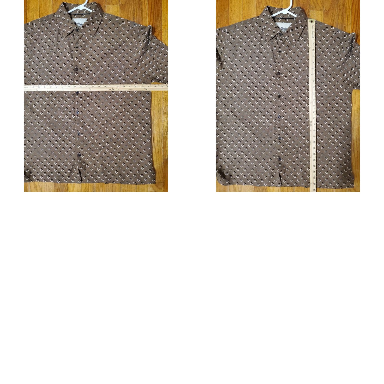 Vintage VINTAGE Vintage Silk Brand Shirt Mens L Polo Brown Square Design 100% Silk Geometric Short Sleeve Button-Up Size US L / EU 52-54 / 3 - 8 Thumbnail