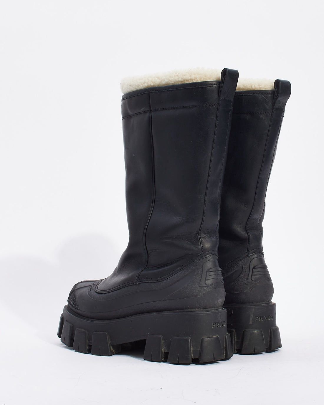 Prada Prada Monolith Boots Chunky-sole Leder Shearling Boots Size US 7 / IT 37 - 3 Thumbnail