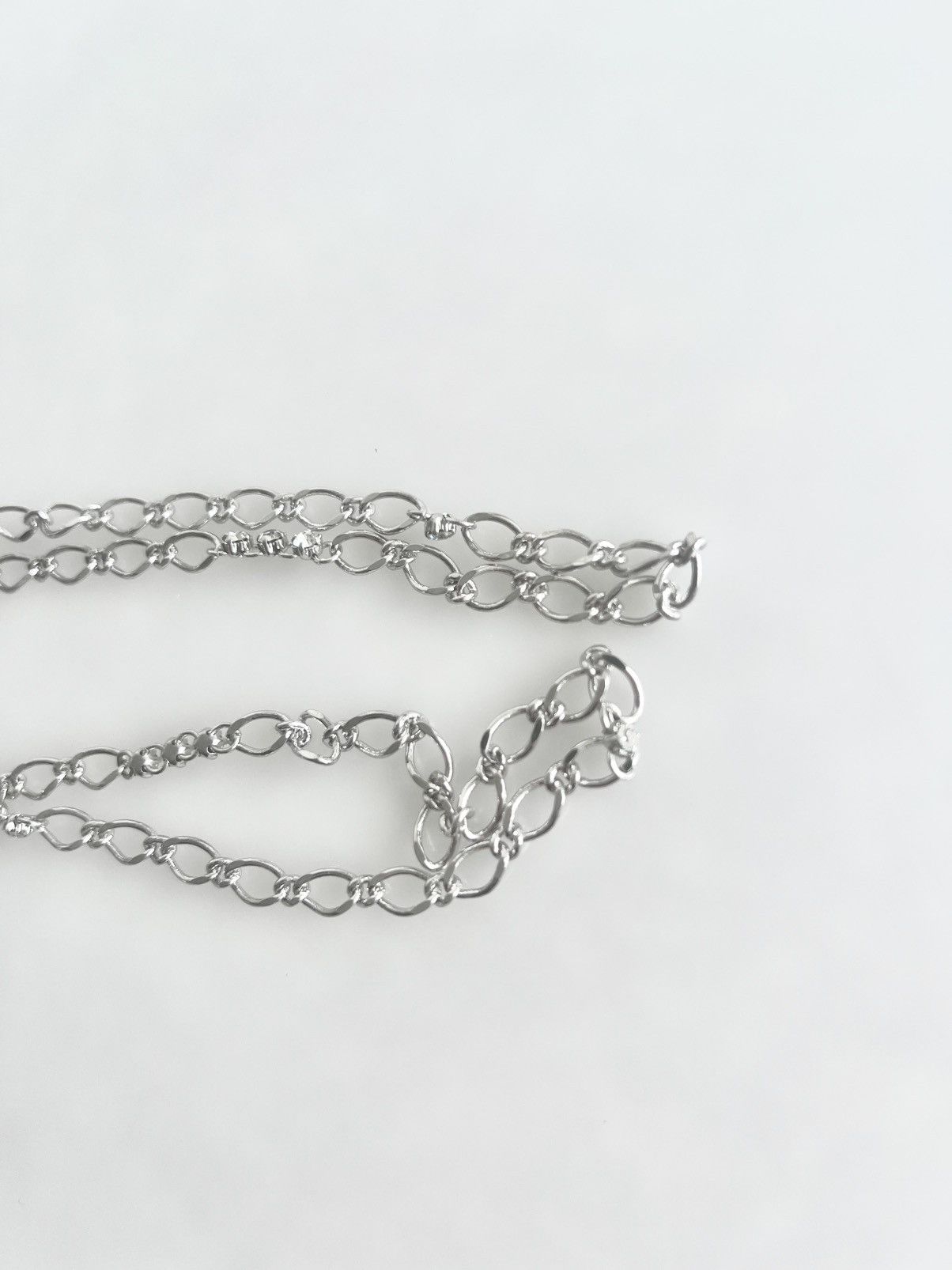 Yohji Yamamoto Yohji Yamamoto - Silver Crystal Thin Long Chain Necklace Size ONE SIZE - 4 Thumbnail