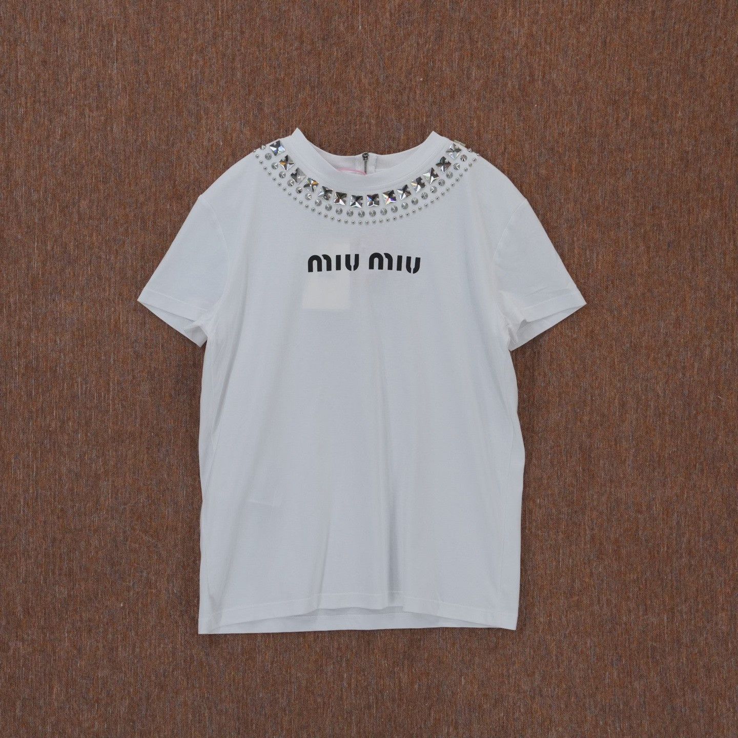 Miu Miu MIU MIU Rhinestone Logo Short-Sleeve Top Size S / US 4 / IT 40 - 1 Thumbnail