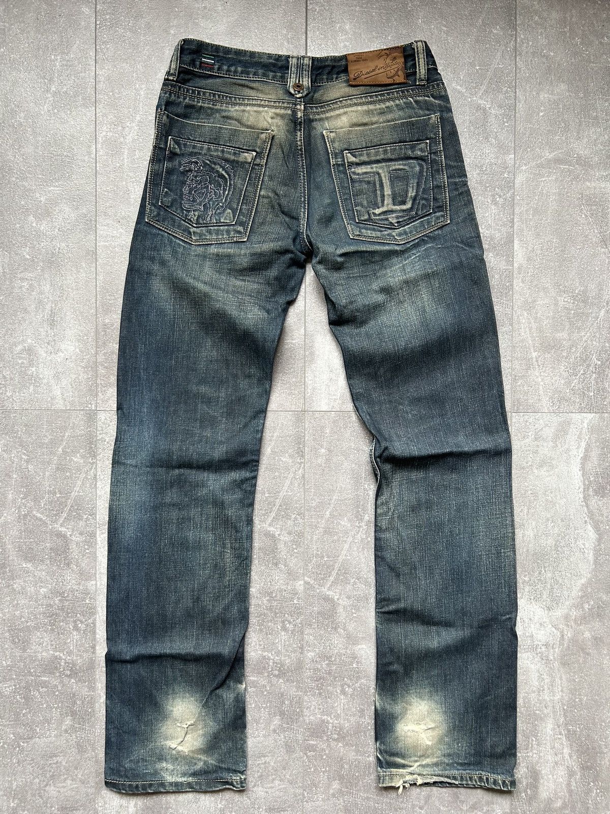 Diesel Vintage y2k diesel logo distressed faded denim big D pants | Grailed