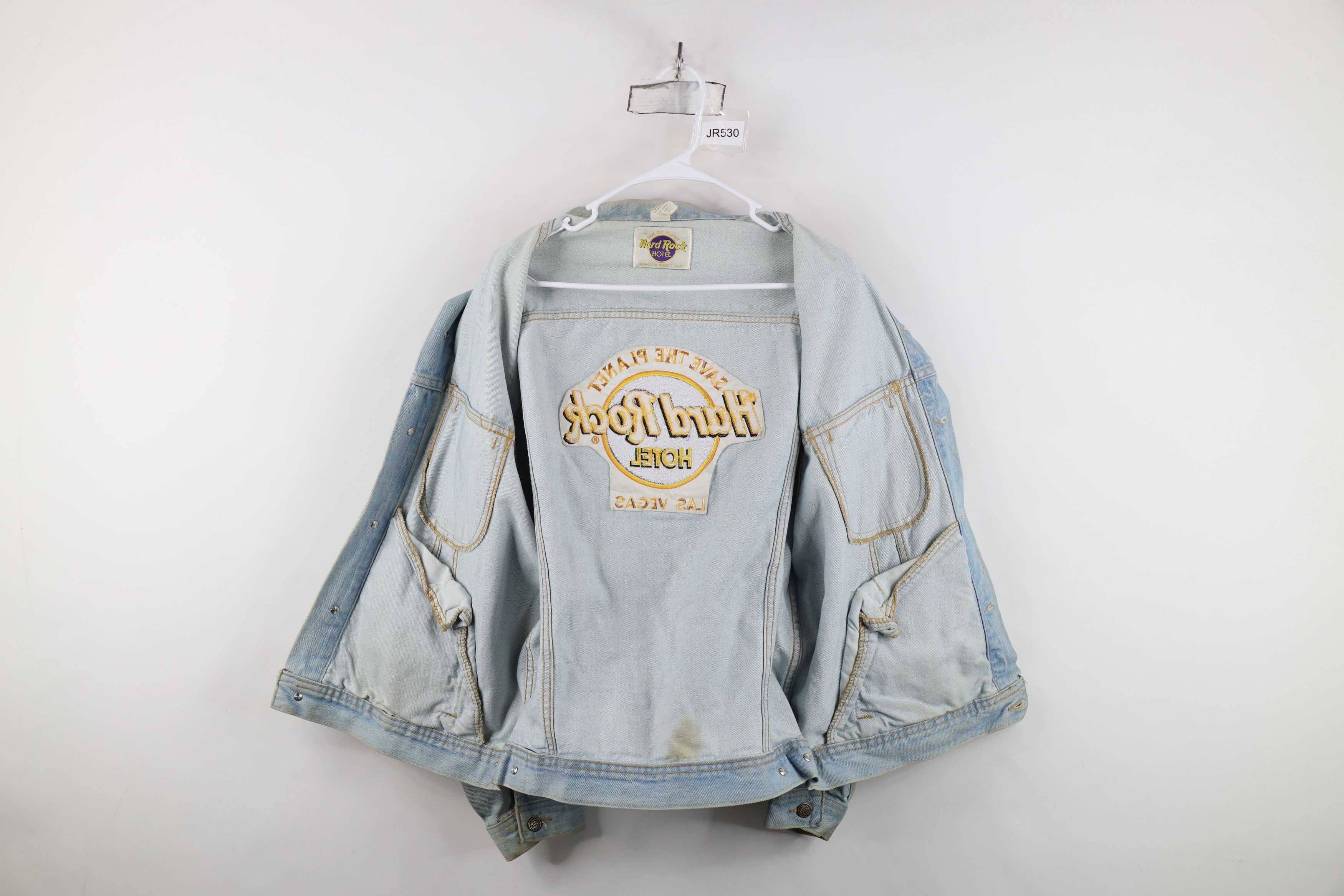 Hard Rock Cafe Vintage 90s Hard Rock Cafe Las Vegas Denim Trucker Jacket Size US L / EU 52-54 / 3 - 11 Thumbnail