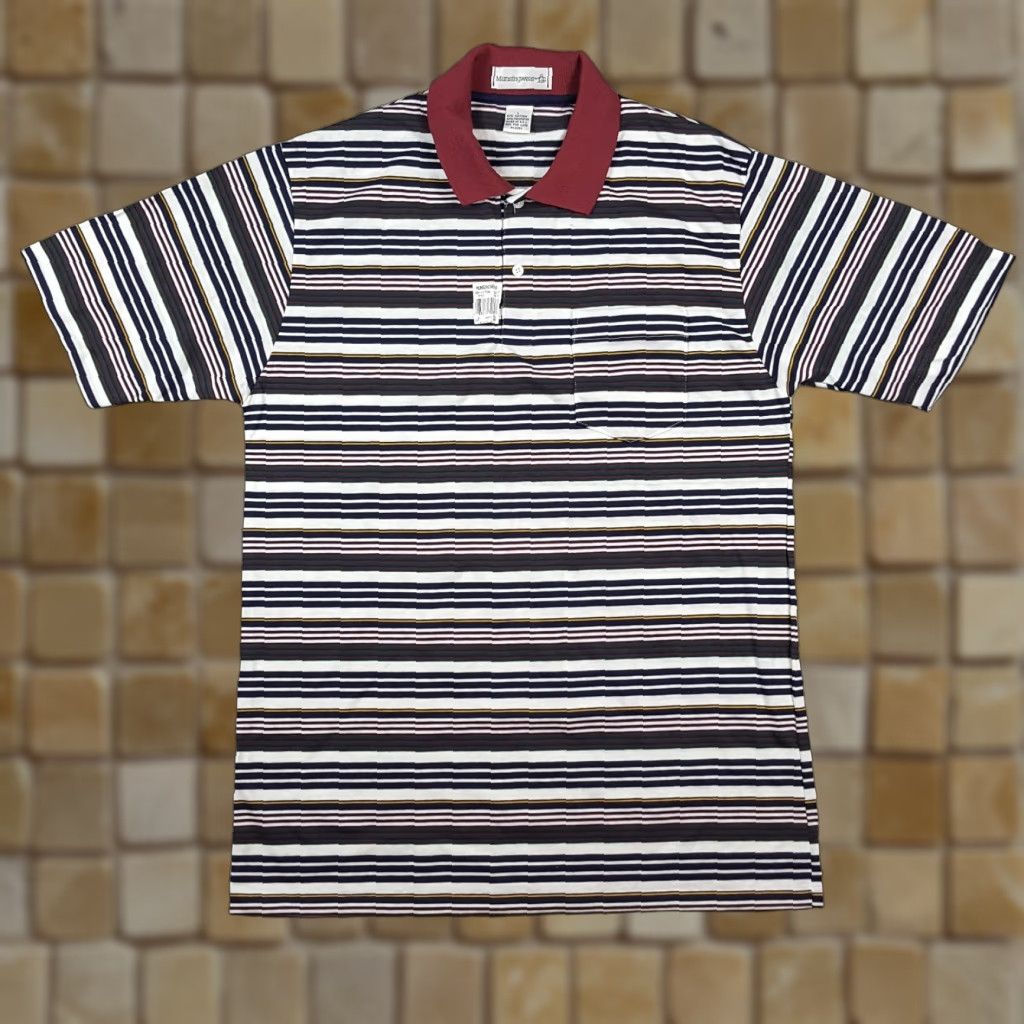 Vintage VINTAGE 90s Munsingwear Striped Polo Shirt Men's Size L Summer Casual Golf Surf Skate Preppy Size US L / EU 52-54 / 3 - 1 Thumbnail