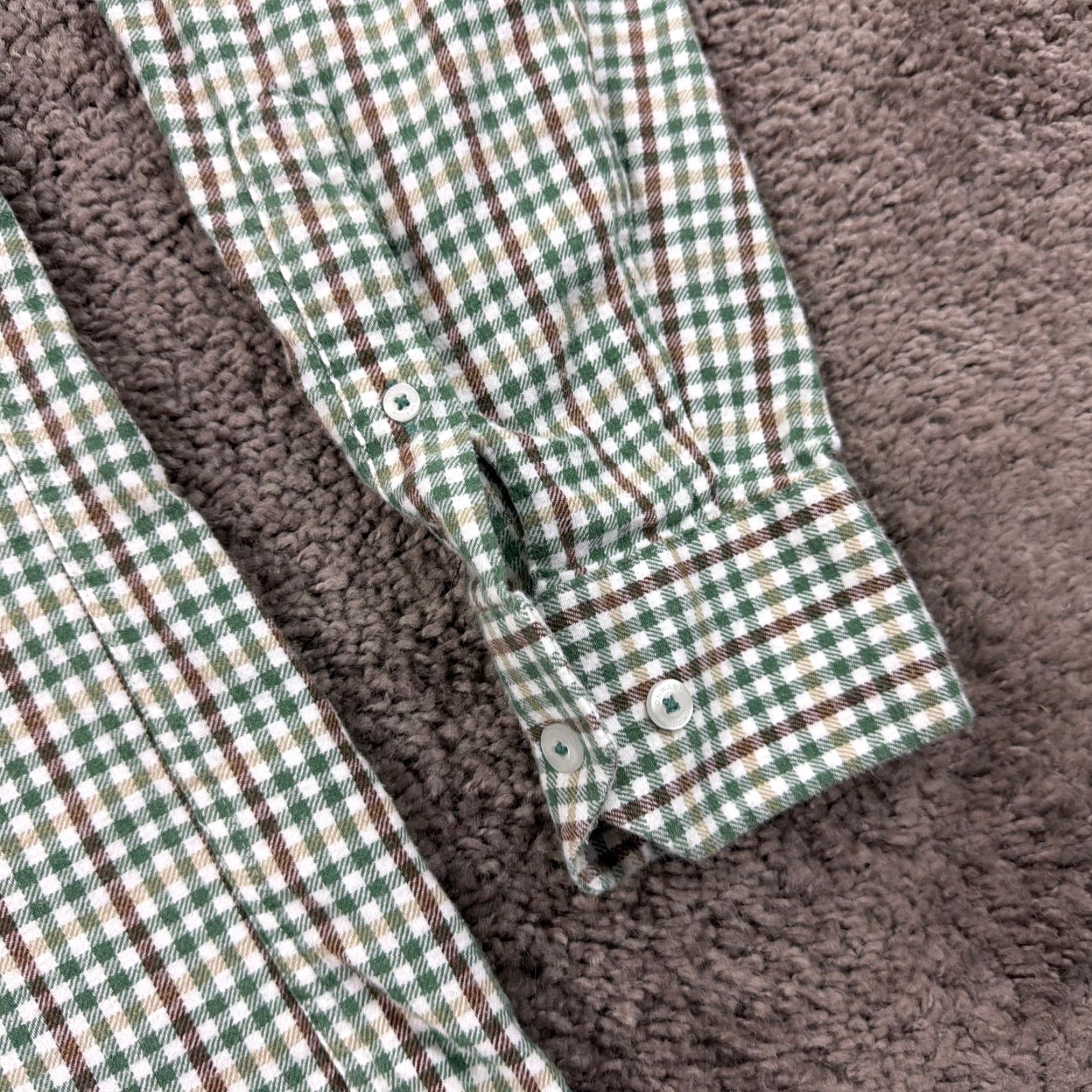 Vintage Onward Reserve Shirt Mens L Green Plaid Cotton Flannel Long Sleeve Tailored Fit Size US L / EU 52-54 / 3 - 3 Thumbnail