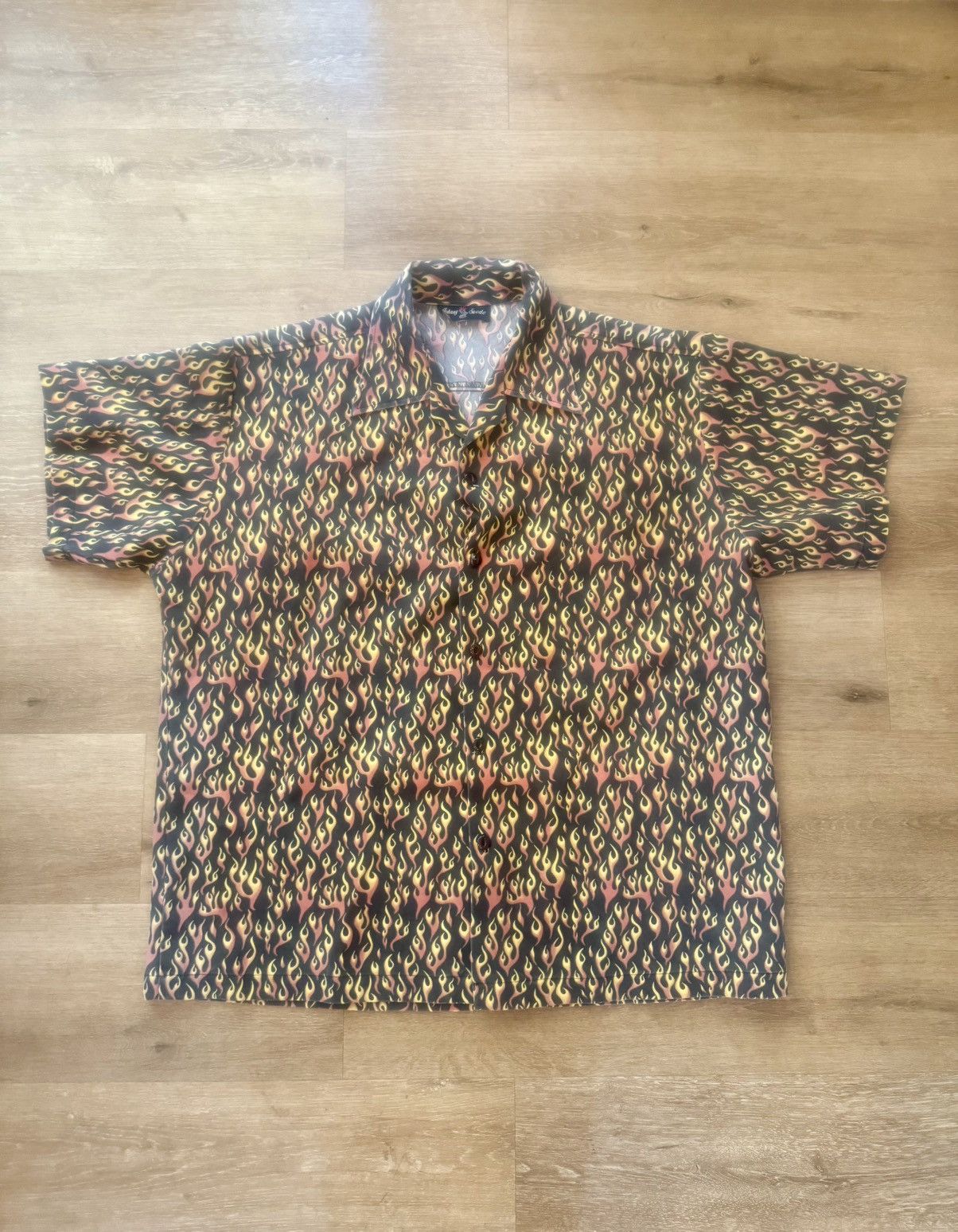 Other Vintage Flaming Pattern Canvas Guy Fieri Style Button Up Size US XXL / EU 58 / 5 - 1 Thumbnail