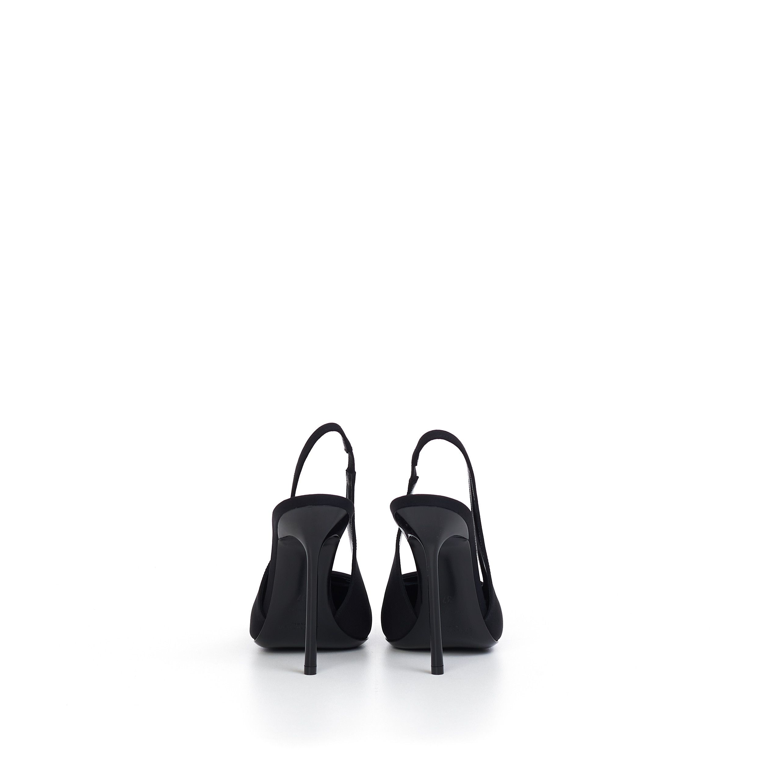 Saint Laurent Paris Maxine Slingback Pumps In Black Silk & Leather Size US 9.5 / IT 39.5 - 6 Thumbnail