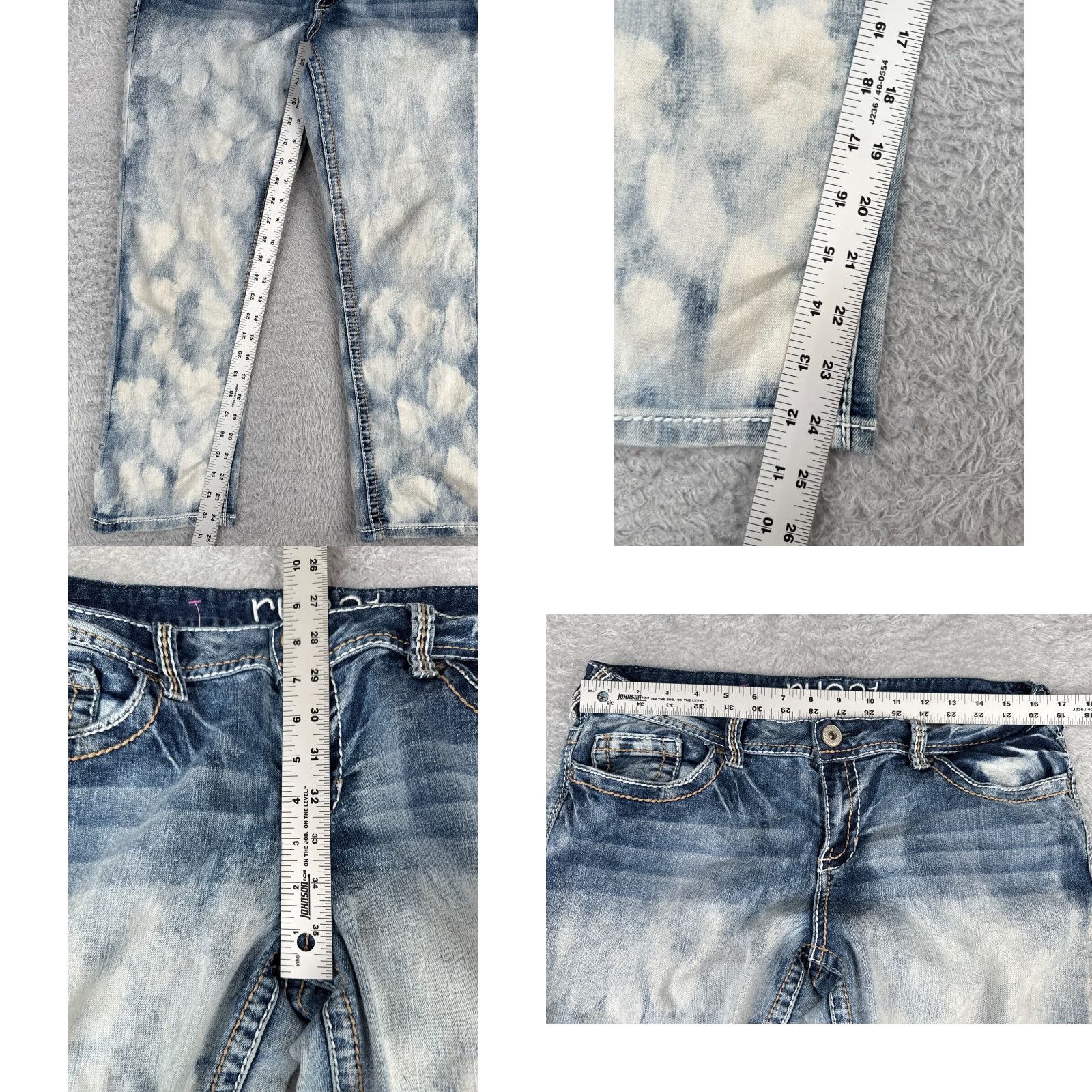 Vintage Rue21 Jeans Juniors 11 Mid Blue Denim Crop Bootcut 32x24 Embroidered Rhinestone Women's Jeans 5-Pocket Cotton Blend Denim Vintage No Size 32" / US 10 / IT 46 - 8 Thumbnail