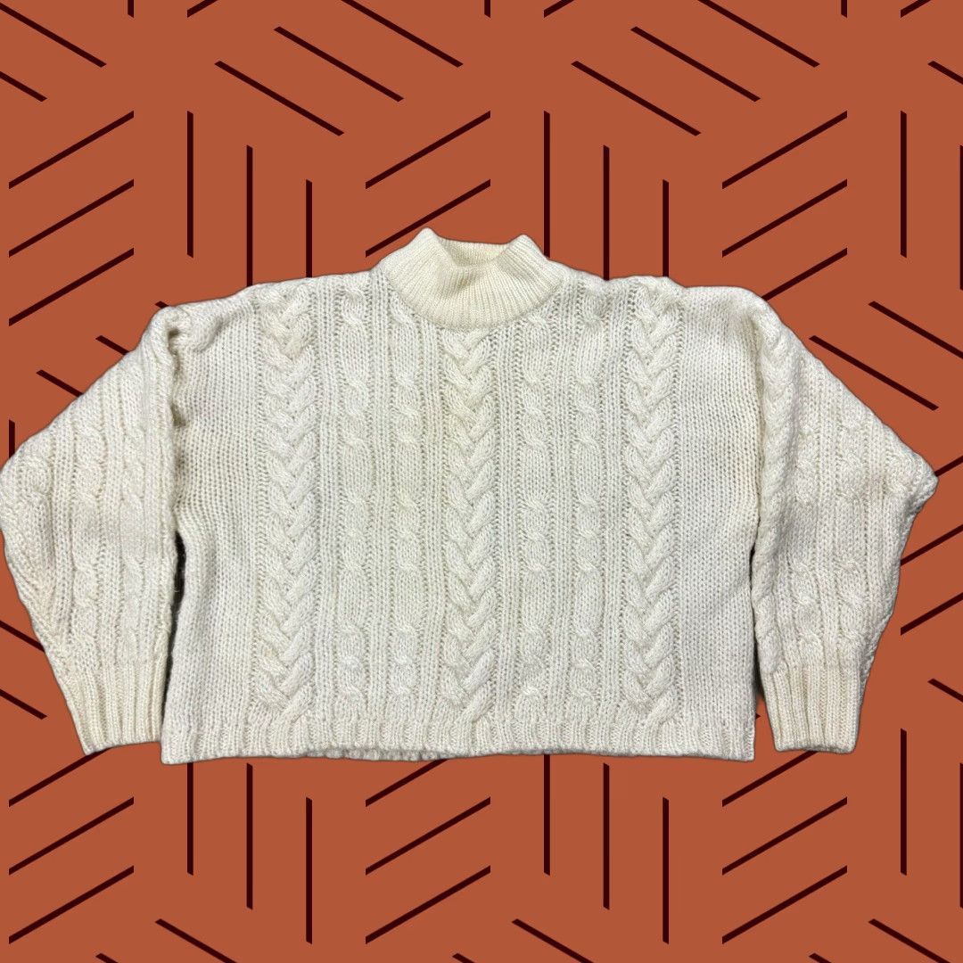 Vintage VINTAGE A.BENEDETTO CROP PULLOVER SWEATER CABLE KNIT SIZE M WHITE Y2K GIRLIE Womens Size M / US 6-8 / IT 42-44 - 1 Thumbnail