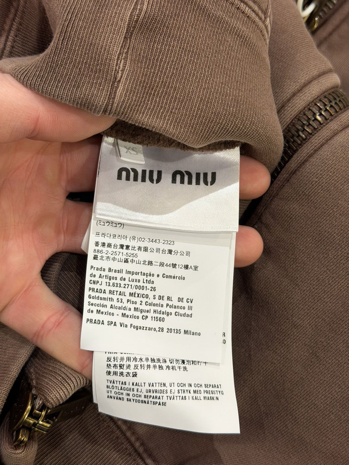 Miu Miu Miu Miu Embroidered Zip Up Hoodie - Mocha Size US XS / EU 42 / 0 - 5 Thumbnail