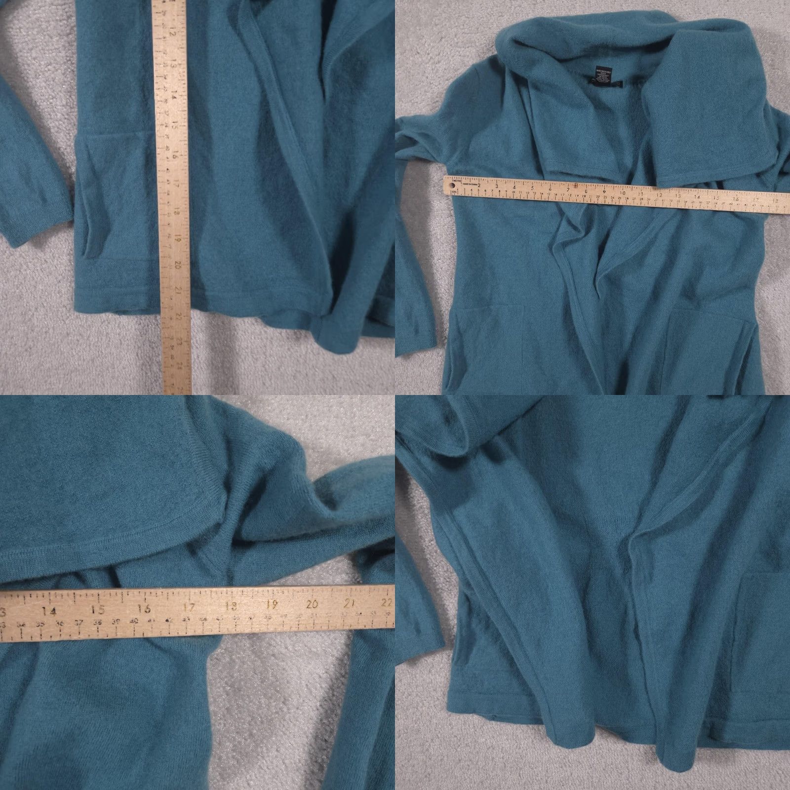 Altea VINTAGE Valerie Bertinelli Sweater Womens Medium Teal Merino Wool Shawl Cardigan Size M / US 6-8 / IT 42-44 - 8 Thumbnail