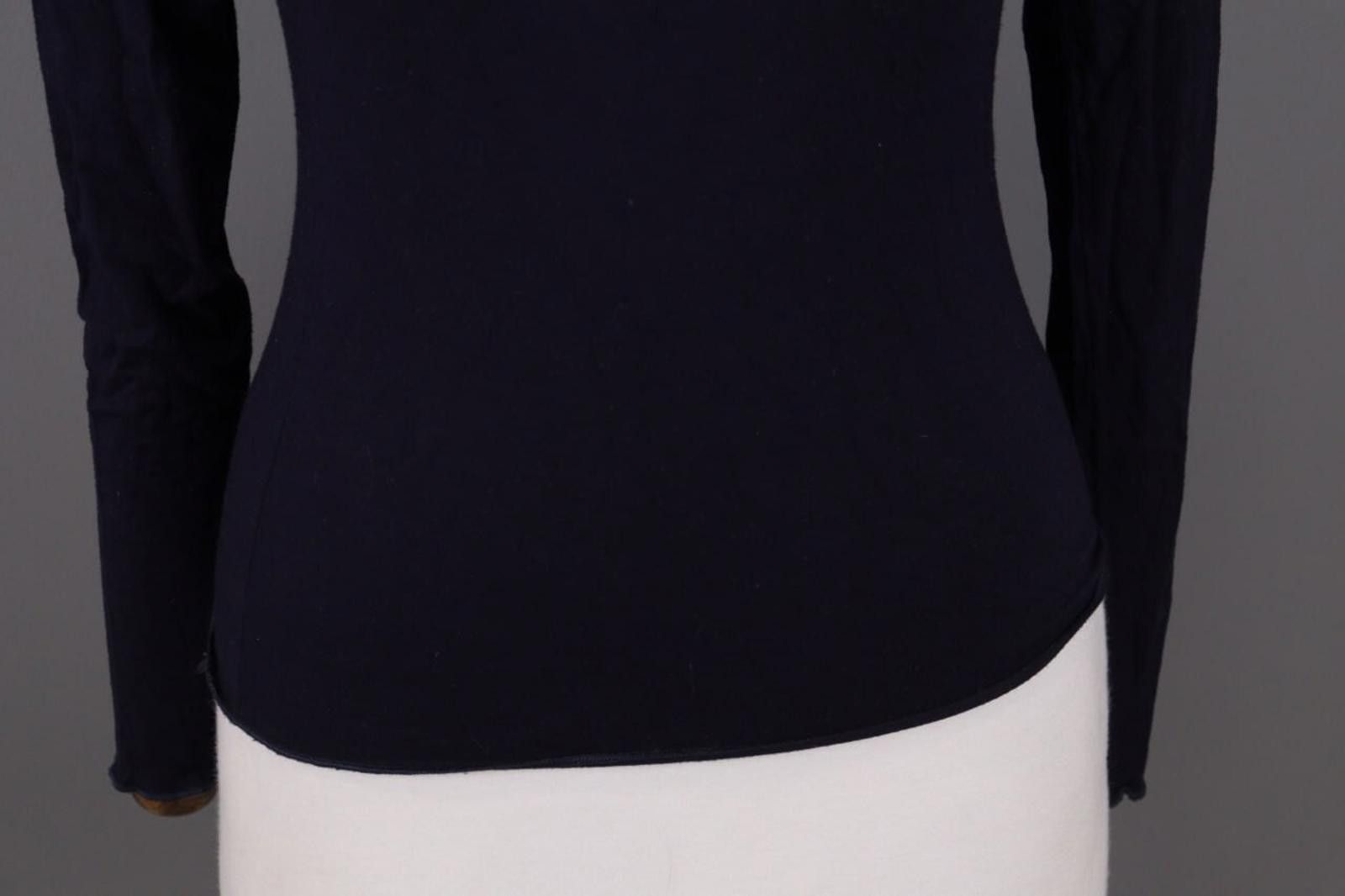 Designer Sarah Pacini Black High Neck Stretch Top Shirt Size 1 Size M / US 6-8 / IT 42-44 - 3 Thumbnail