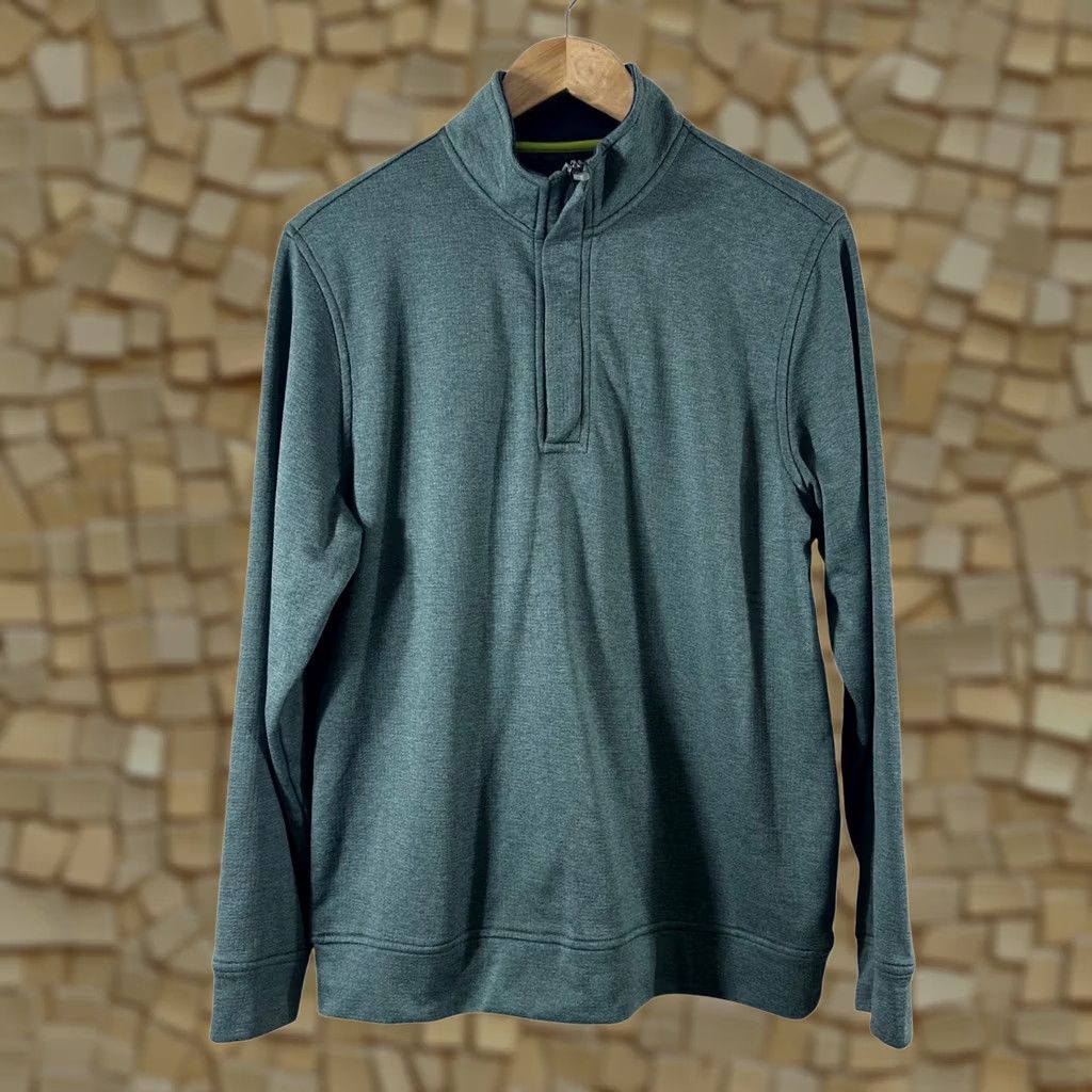 Tailorbyrd TailorByrd Performance Mens M 1/4 Zip Pullover Heathered Teal Green Golf Shirt Sweater Mock Neck Zip Size US M / EU 48-50 / 2 - 1 Thumbnail