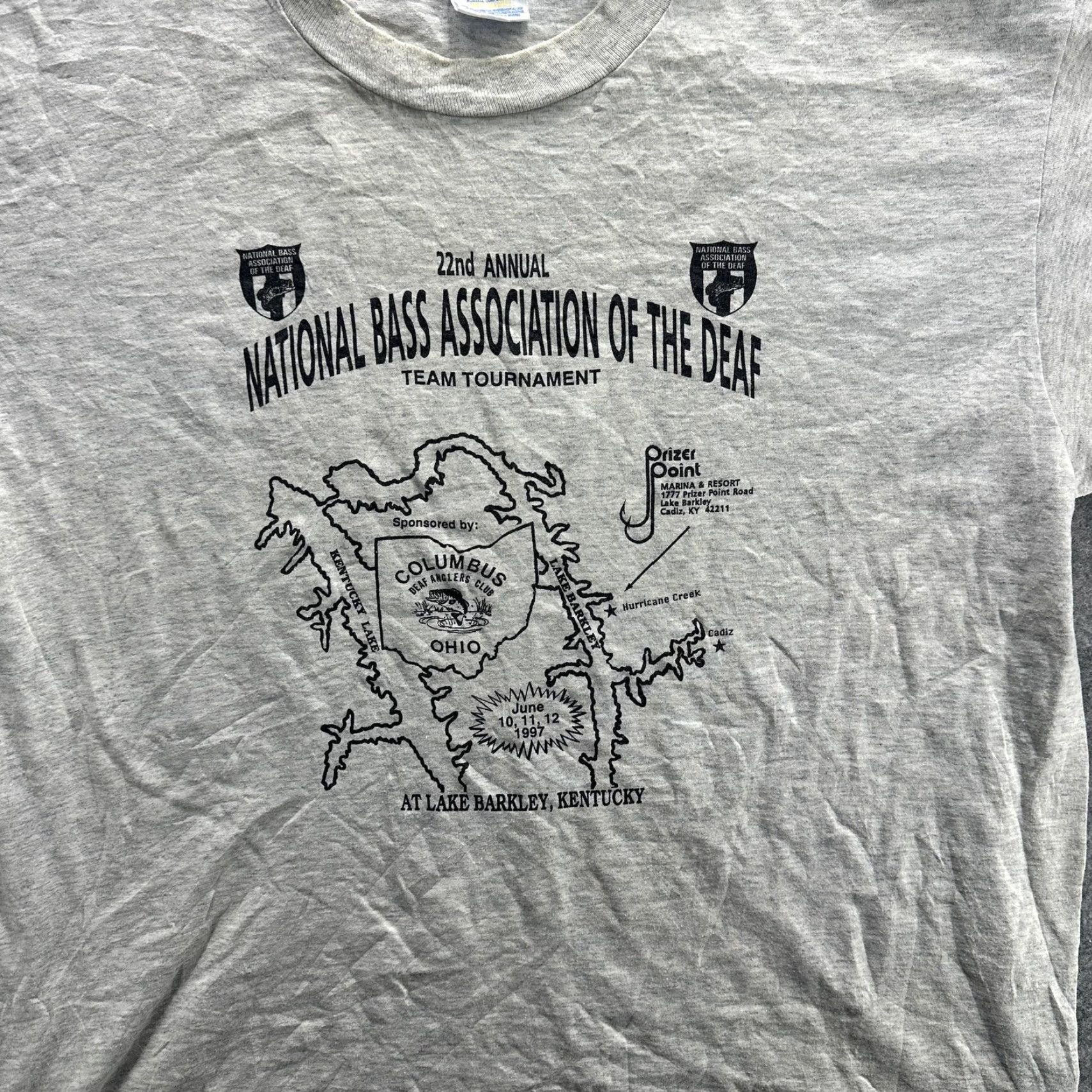 Jerzees VINTAGE National Bass Association Shirt Mens XL Deaf Anglers Club 90s Fishing Gray Jerzees T-Shirt Short Sleeve Crew Neck Graphic Print"} Size US XL / EU 56 / 4 - 3 Thumbnail