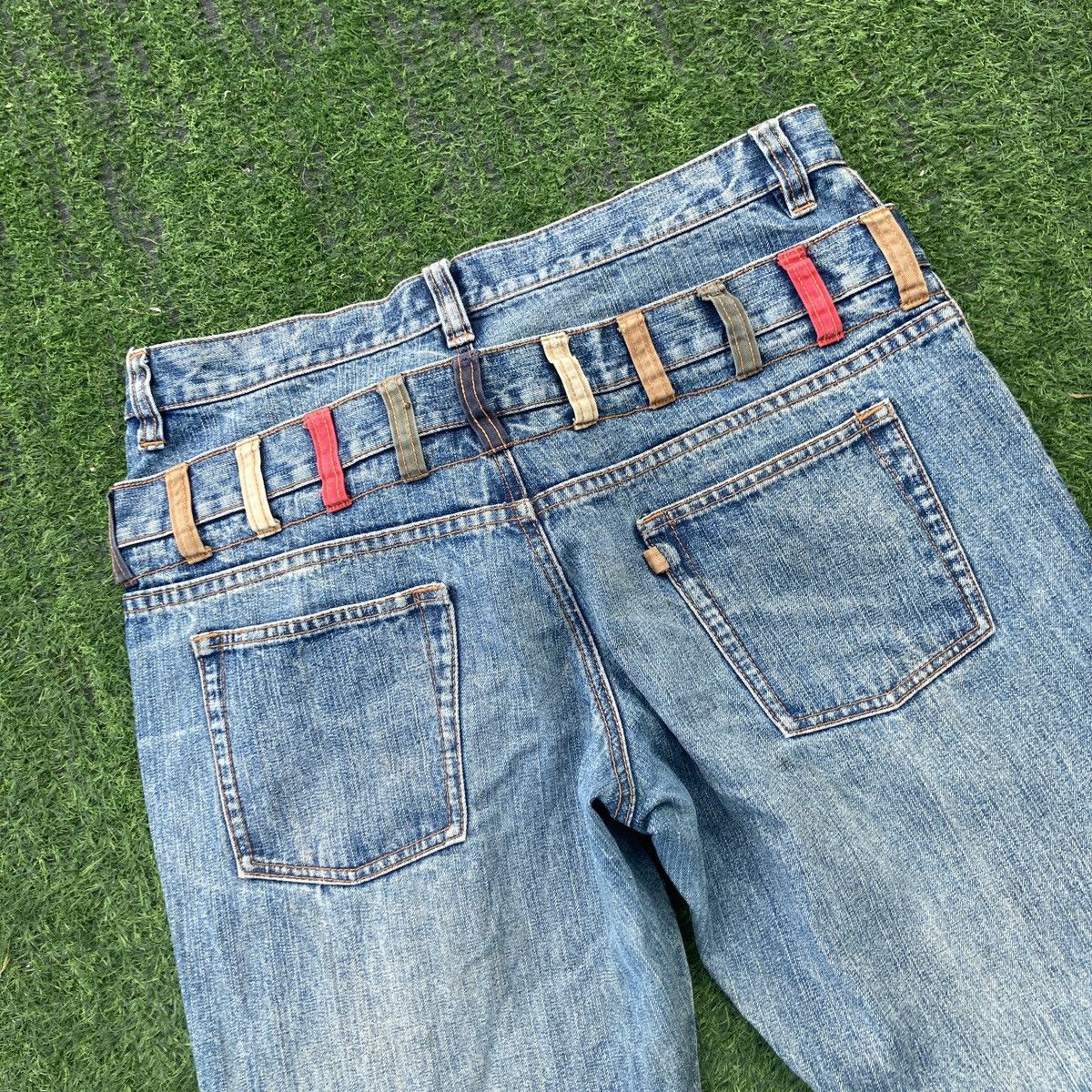 Japanese Brand AMORE PURO DOUBLE WAIST RIPPED JEANS Size US 34 / EU 50 - 8 Thumbnail