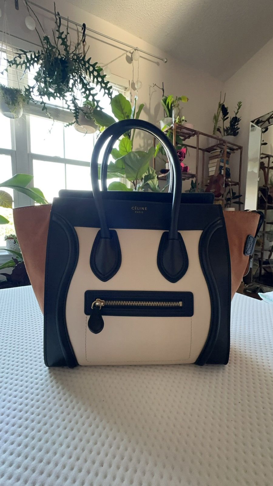 image of Celine Micro Luggage Handbag in Black, Women's