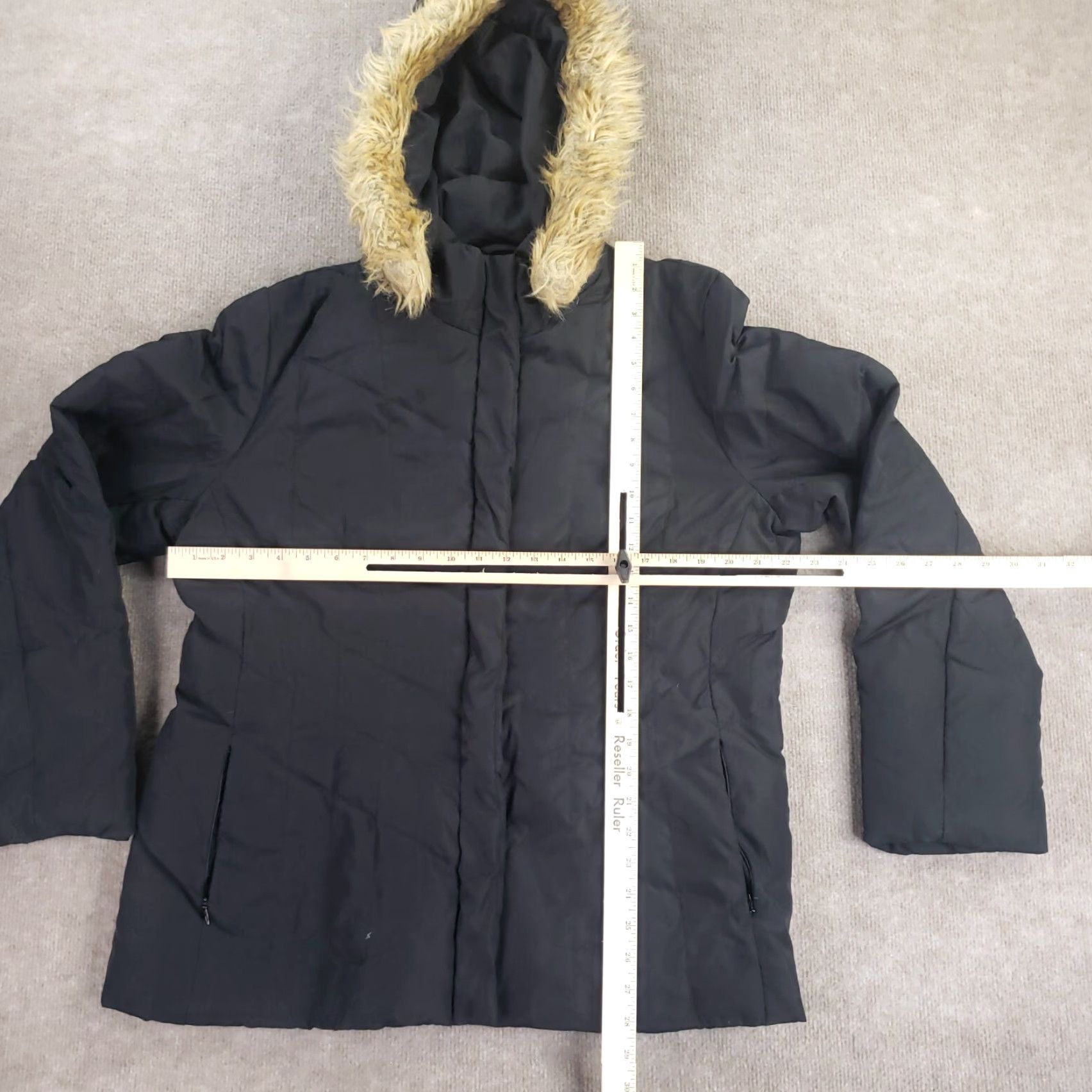 Vintage New York Company Womens Puffer Jacket XL Extra Large Black Full Zip Faux Fur Hood Size XL / US 12-14 / IT 48-50 - 2 Thumbnail