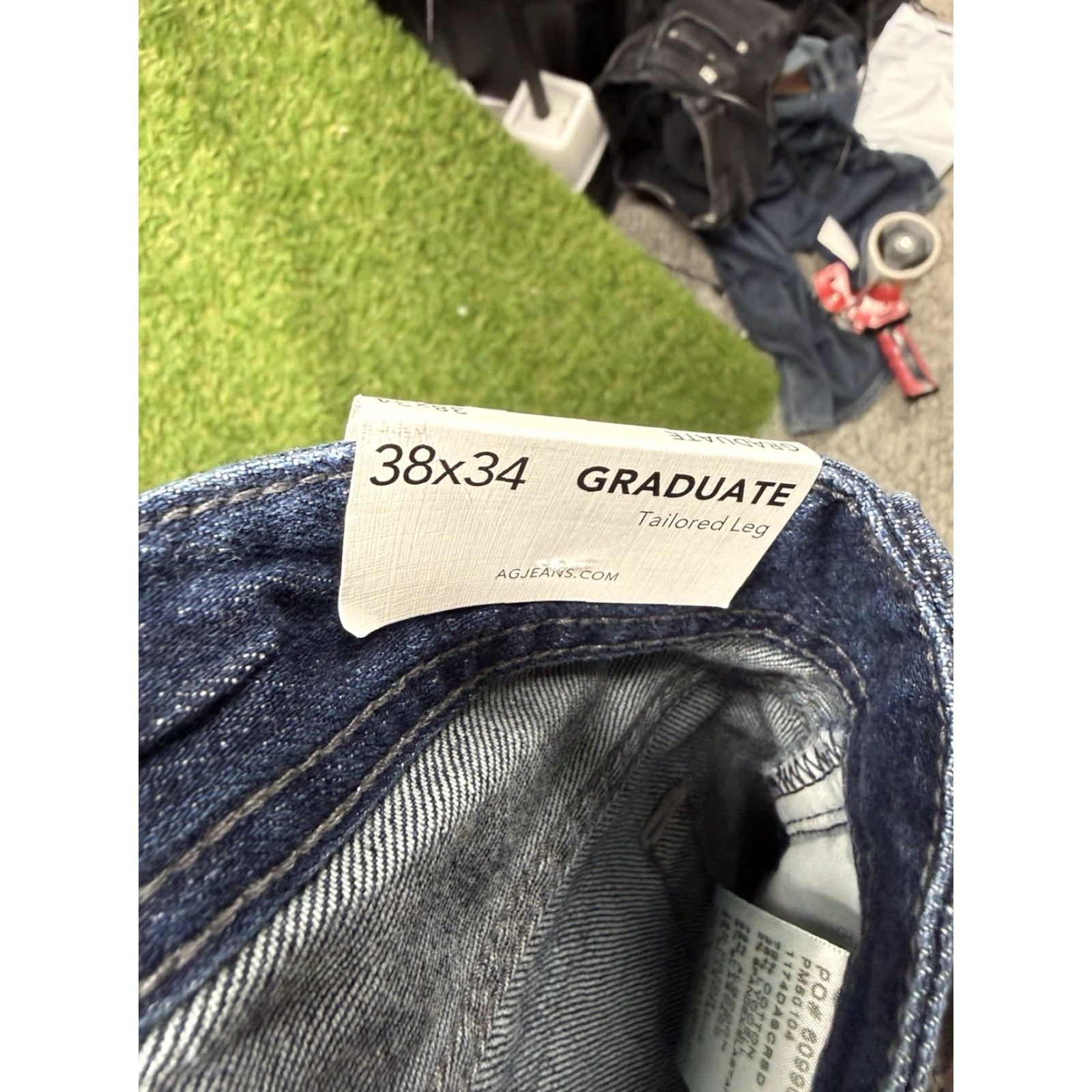 Denime Adriano Goldschmied Jeans Mens 38x34 Dark Wash Denim NWT Logo 5-Pocket Straight Relaxed Fit Blue Adult Mens Size US 38 / EU 54 - 4 Thumbnail