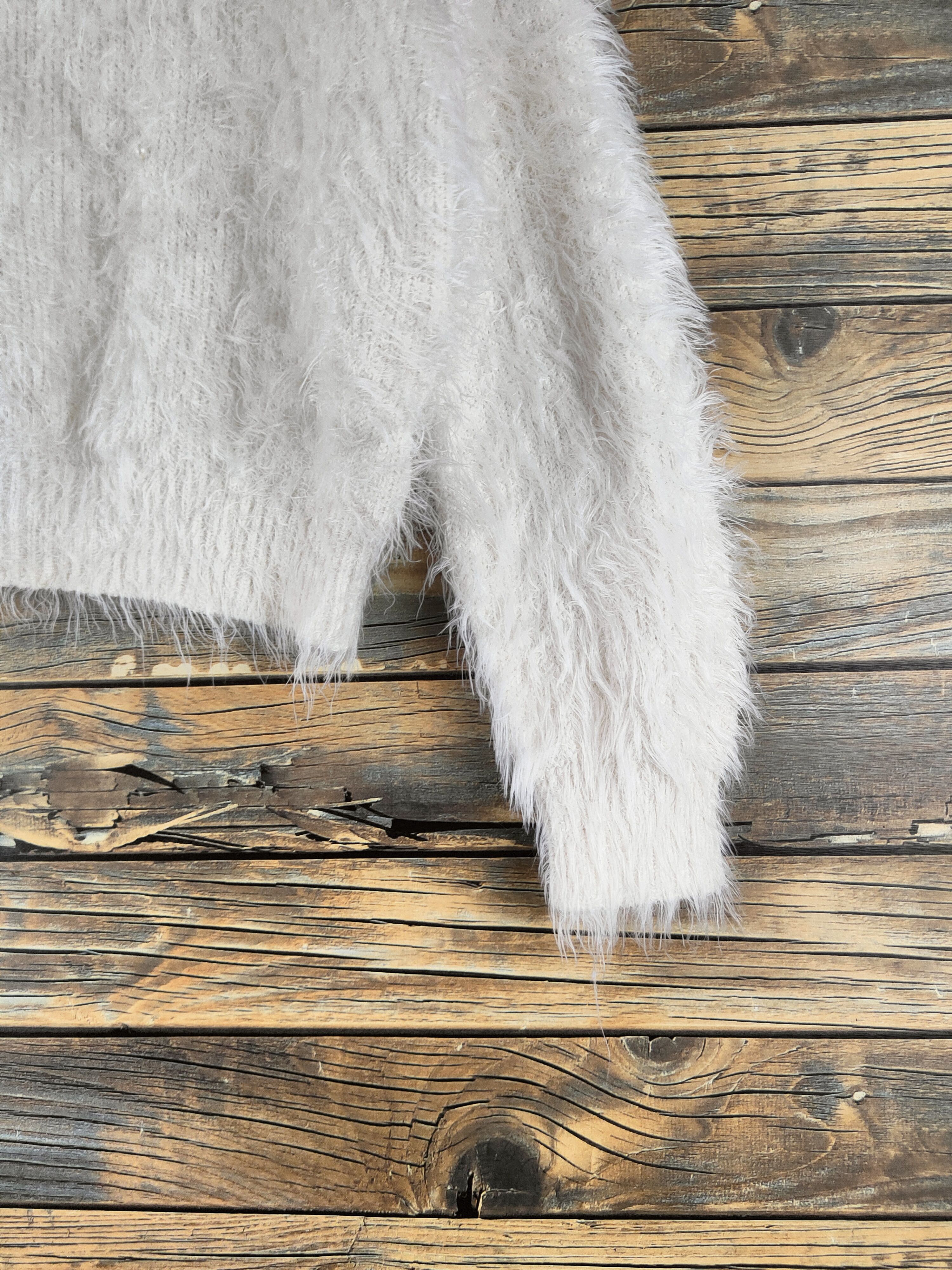 Japanese Brand DL Ingni White Fur Mohair Knitwear Crop Tops 46-440 Size S / US 4 / IT 40 - 6 Thumbnail