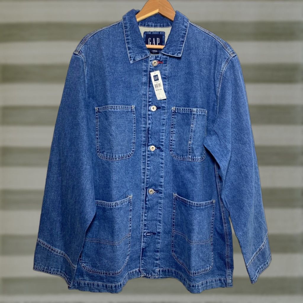 Gap VINTAGE Gap Denim Chore Jacket Mens M Blue NWT Y2K Den Size US M / EU 48-50 / 2 - 1 Thumbnail