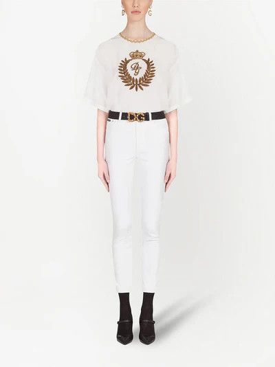 Dolce & Gabbana o1y0925 Logo Crewneck T-Shirt in White Size S / US 4 / IT 40 - 4 Thumbnail