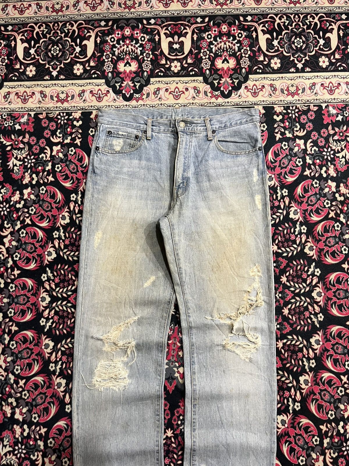 Japanese Brand Vintage Japan Blue Way Light Washed Trashed Jeans Size US 33 - 3 Thumbnail