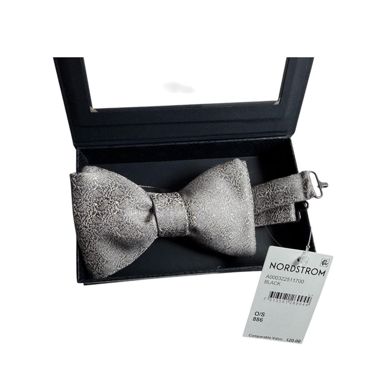 Eton Eton Mens Grey Silk Jacquard Pre Tied Formal Bow Tie NEW Size ONE SIZE - 2 Thumbnail