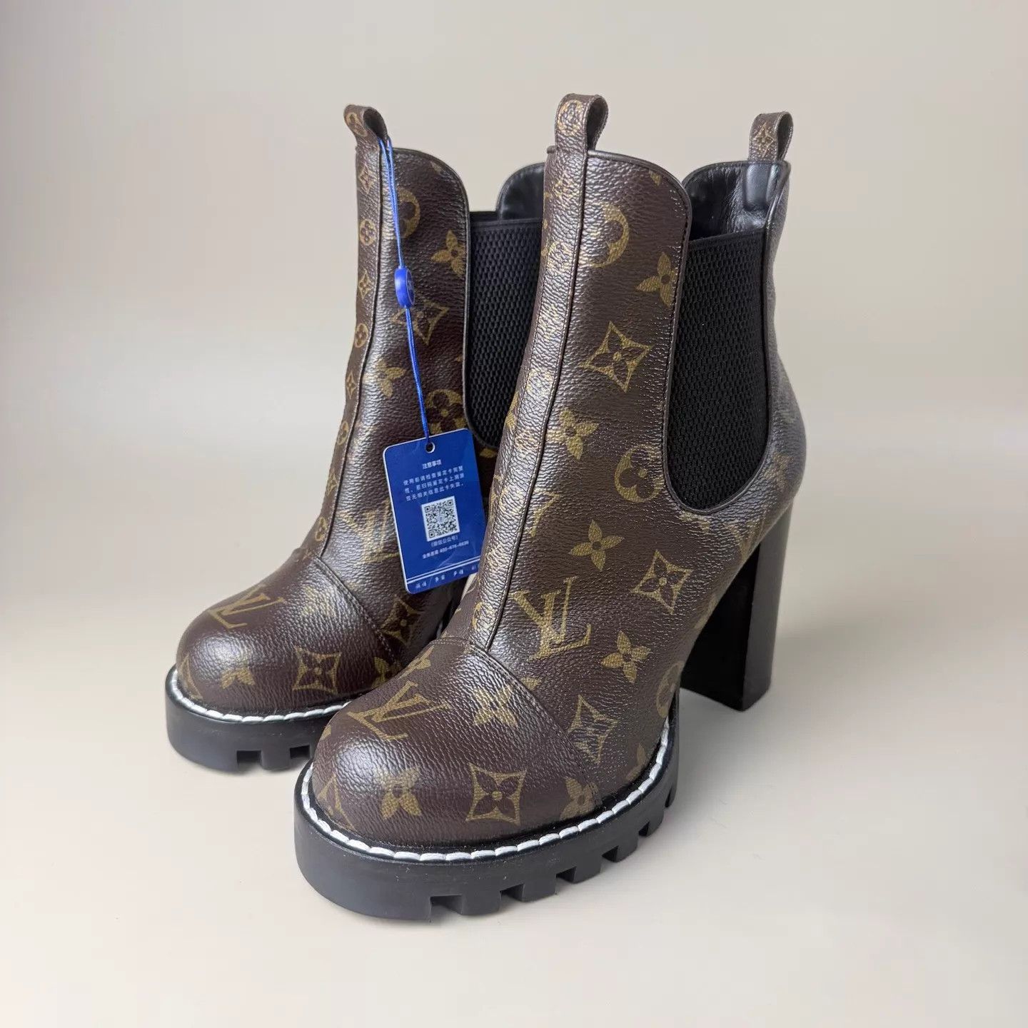 Louis Vuitton LV Black & Brown Monogram Ankle Boots 37 Mint Size US 6.5 / IT 36.5 - 1 Thumbnail