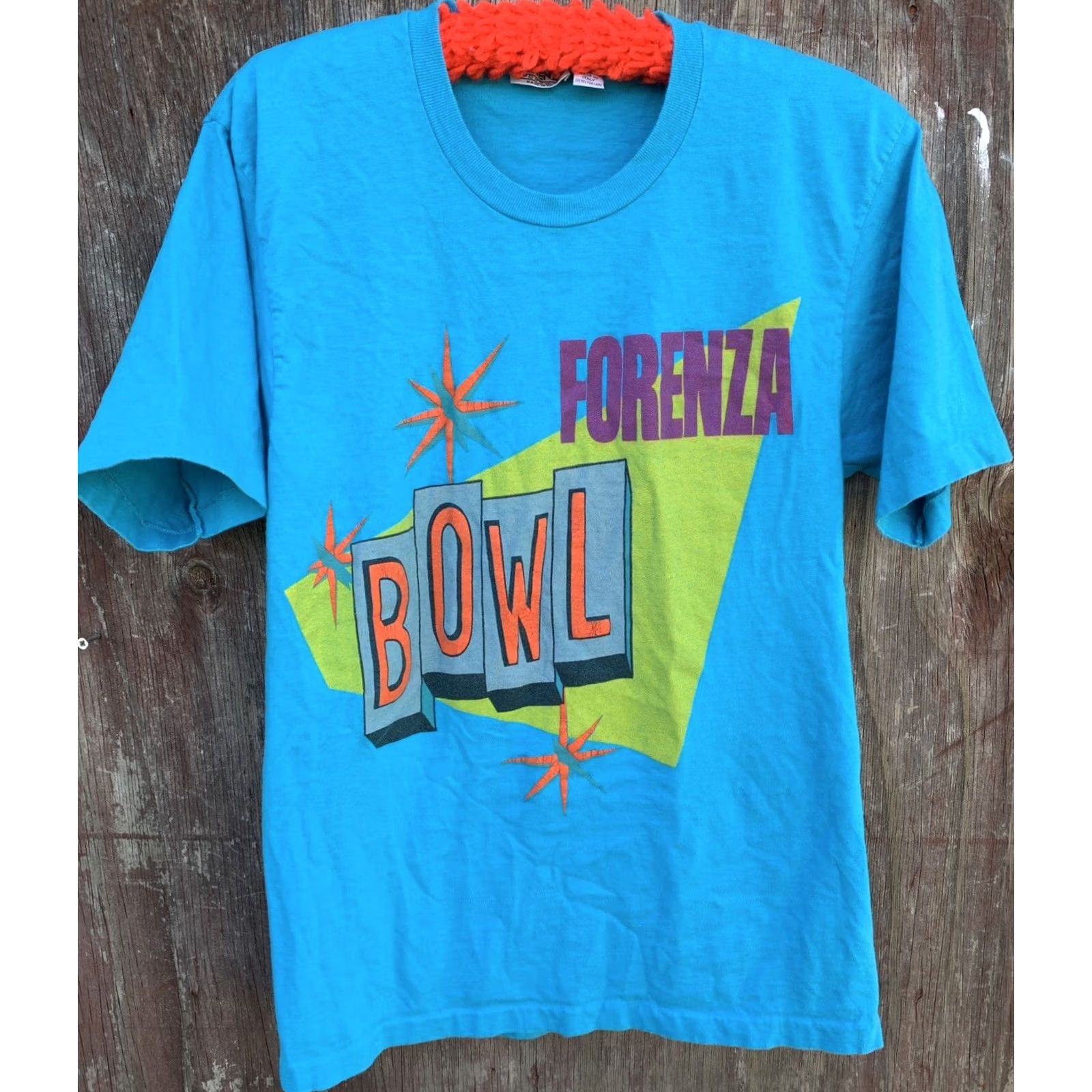 Vintage VINTAGE Forenza Bowl T Shirt Single Stitch Made In Italy 80s 1980s Size M Blue Cotton Graphic Print Men Short Sleeve Size US M / EU 48-50 / 2 - 2 Thumbnail