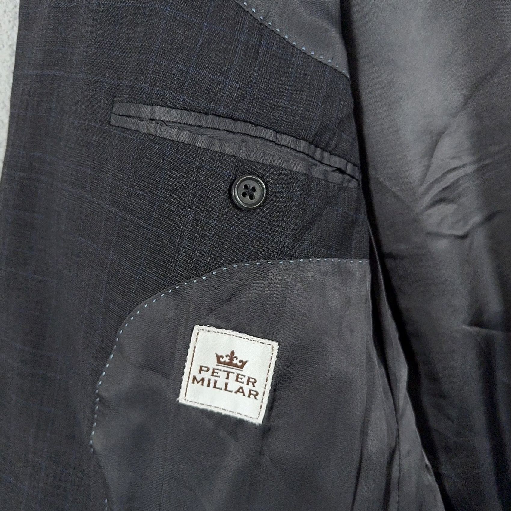 Peter Millar Peter Millar Wool Blazer 44T Long Gray Blue Plaid Suit Jacket Canada Sport Coat Mens Size 44R - 4 Thumbnail