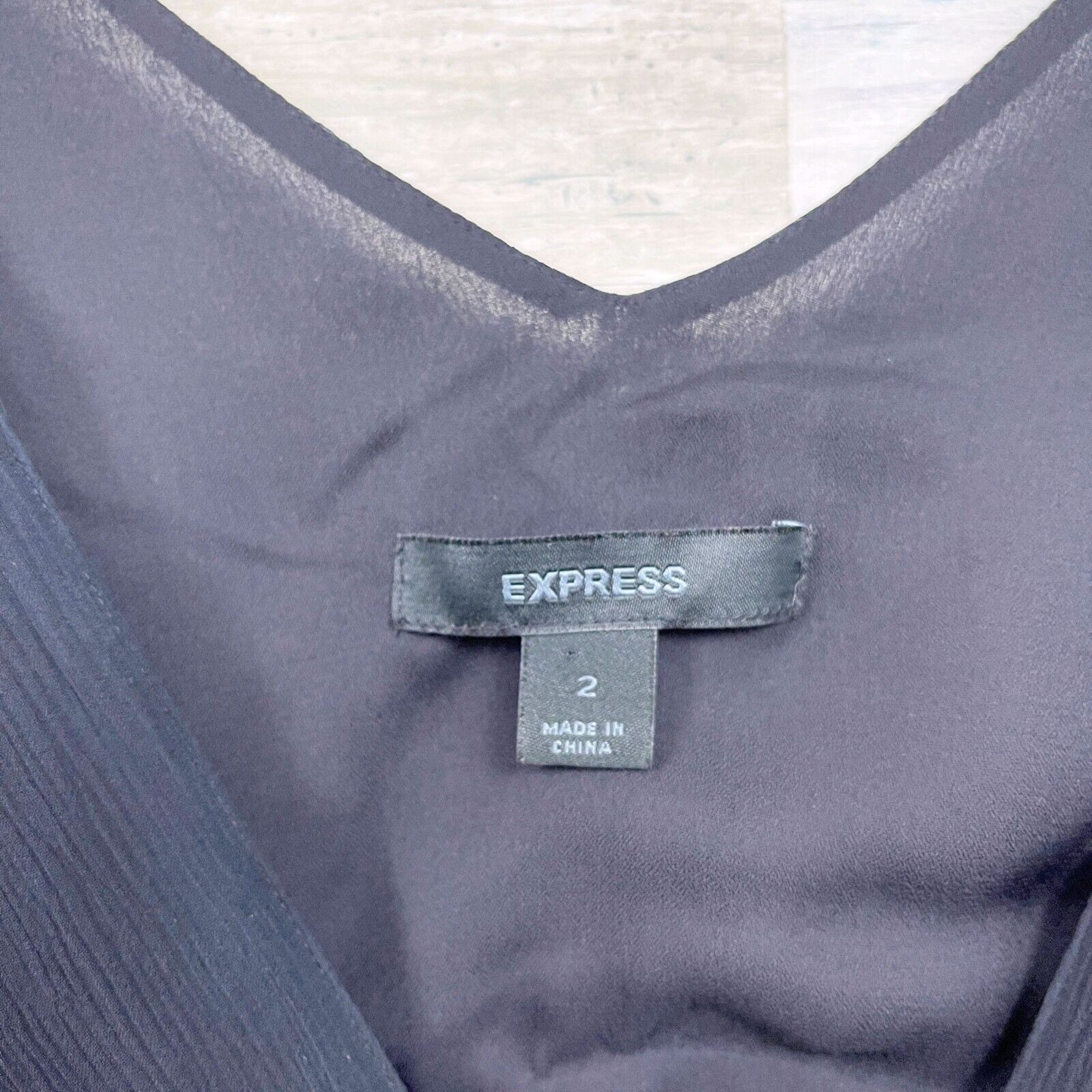 Express Express Silk Chiffon Cocktail Dress Black V Neck Beaded 2 Size XS / US 0-2 / IT 36-38 - 7 Thumbnail