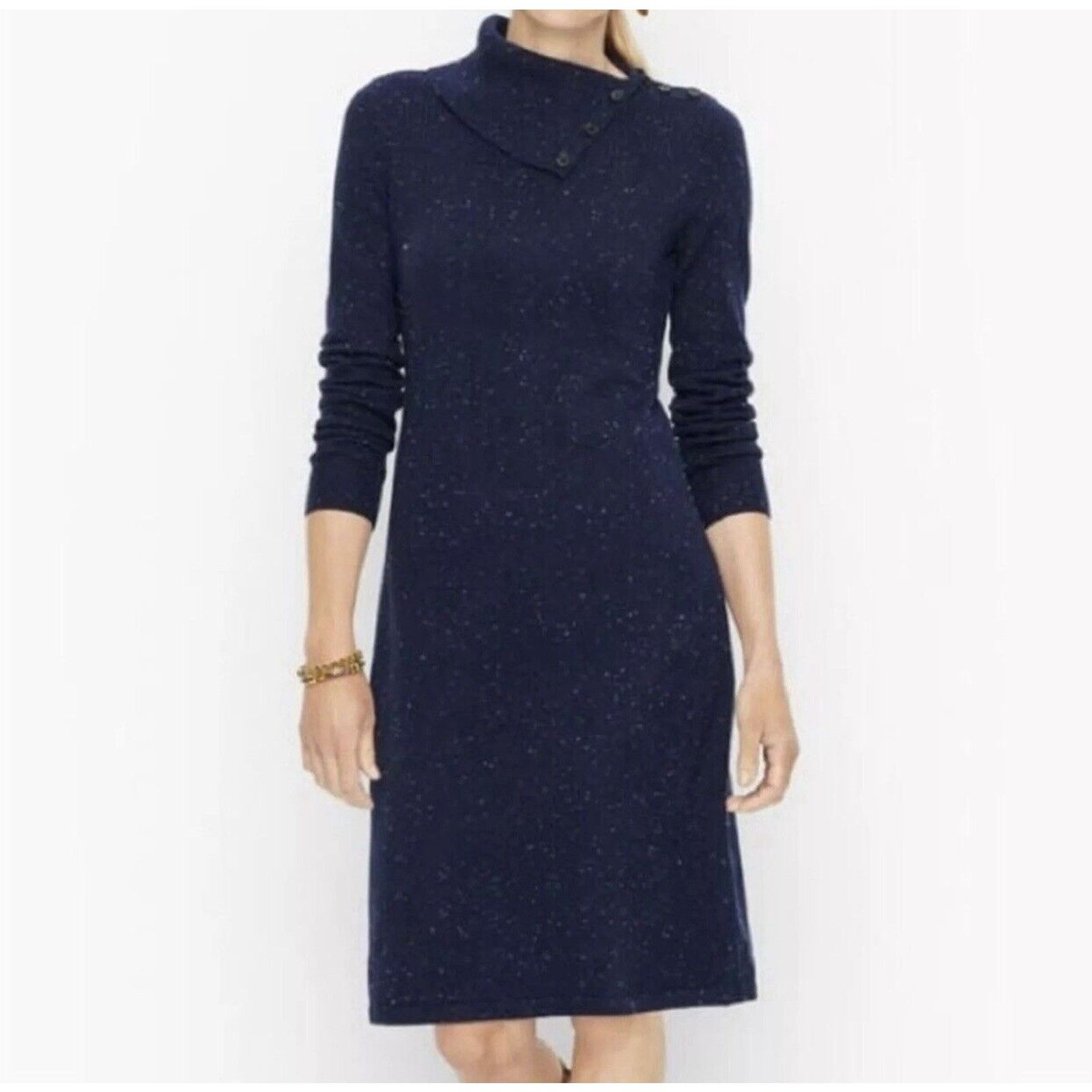 The Unbranded Brand NWT Talbots Knit Split Neck Long Sleeve Midi Sweater Dress Size S / US 4 / IT 40 - 4 Thumbnail
