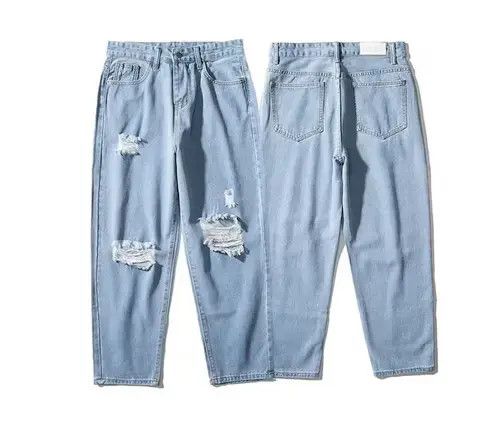 Japanese Brand 21SS Indigo Union Japan Blue Denim Distressed Pants Size US 32 / EU 48 - 2 Thumbnail