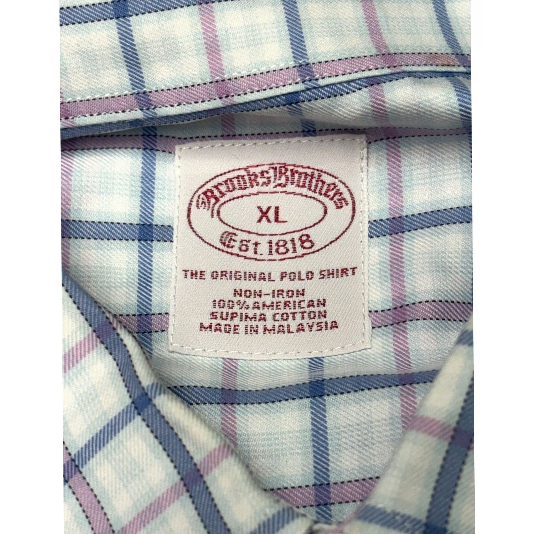Brooks Brothers Brooks Brothers Shirt Mens XL Blue Non-Iron Supima Cotton Check Button Down Size US XL / EU 56 / 4 - 6 Thumbnail