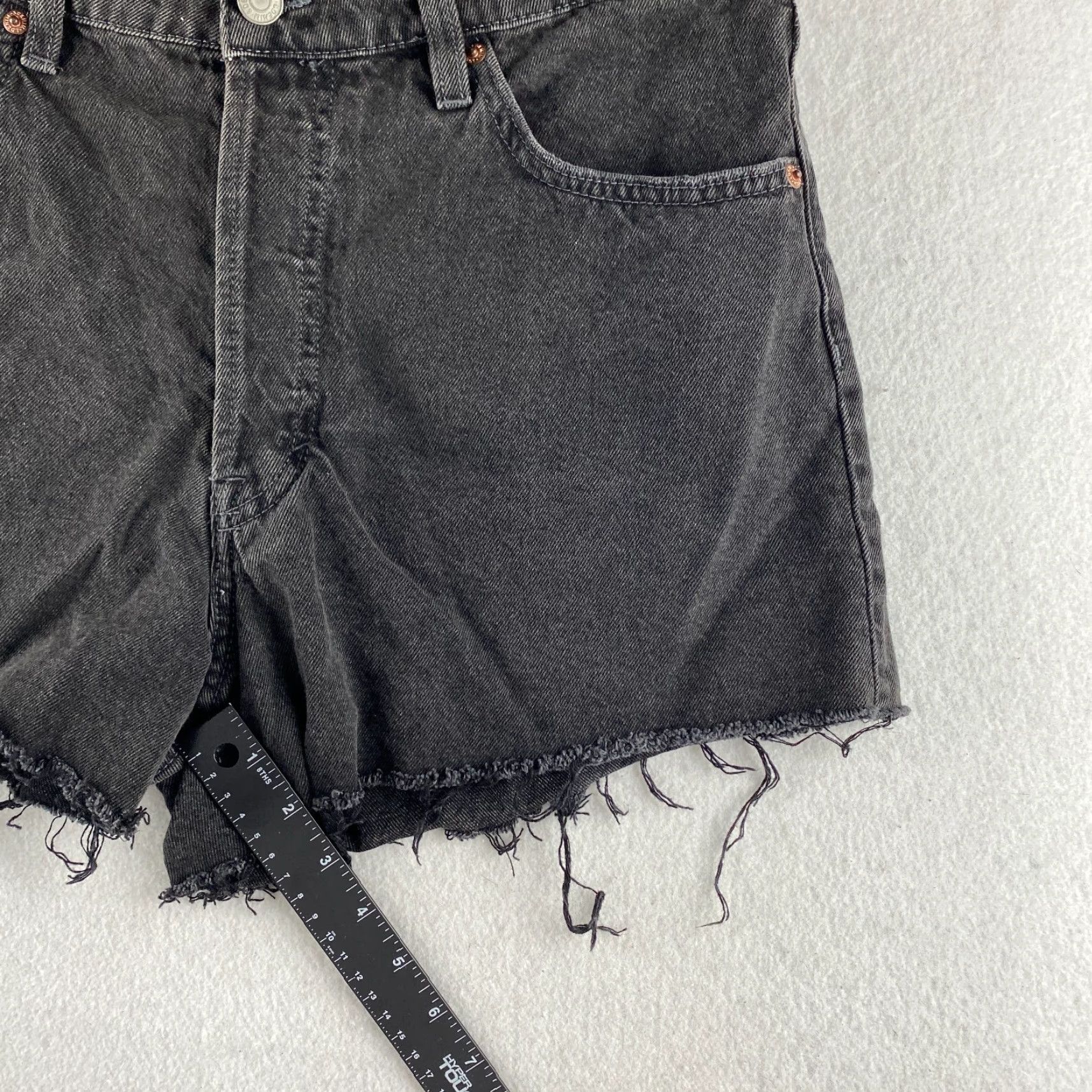 Denime & Denim High Waist Shorts Womens 12 Black Dark Wash Vintage Style Casual Shorts Regular Women Black 12 Denim & Denim Size 34" / US 12 / IT 48 - 5 Thumbnail